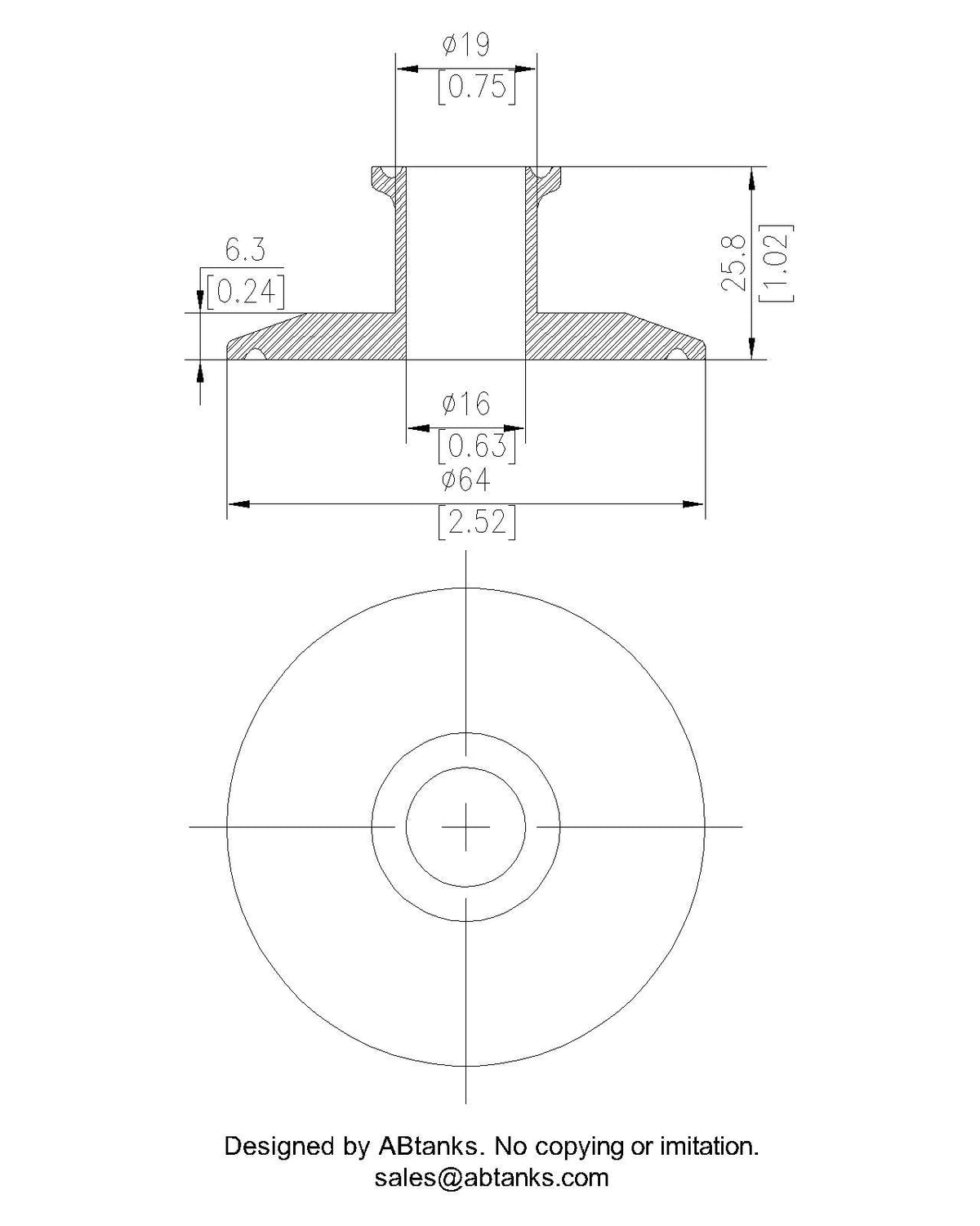 Eccentric End Cap Reducer | Tri Clamp 2 in. x 1 in. - SS304 / 3A