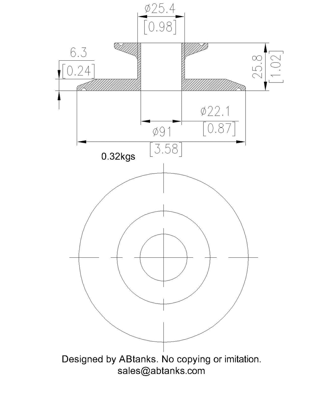 End Cap Reducer | Tri Clamp 3 in. x 1 in. - SS304 / 3A