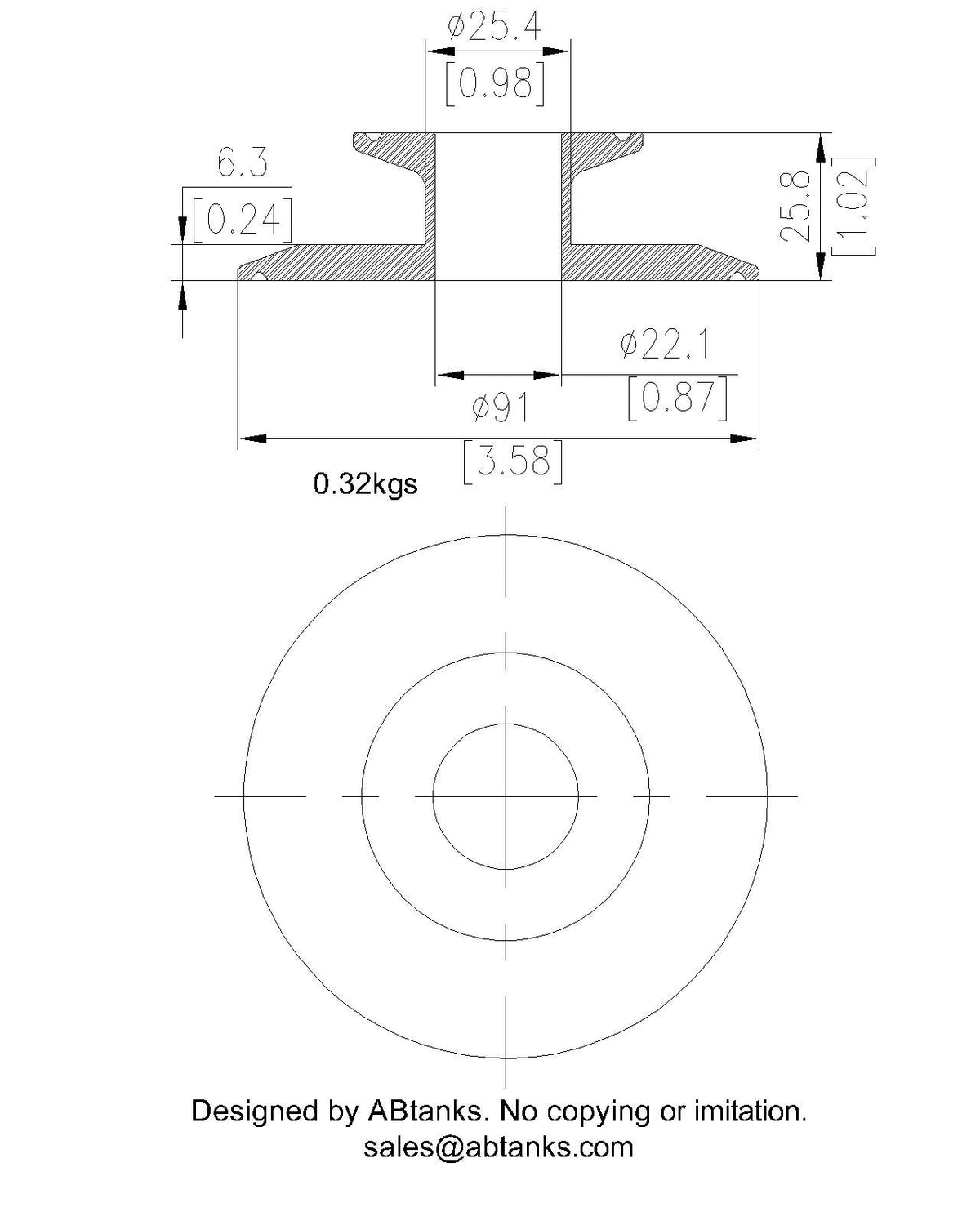 End Cap Reducer | Tri Clamp 3 in. x 1 in. - SS304 / 3A