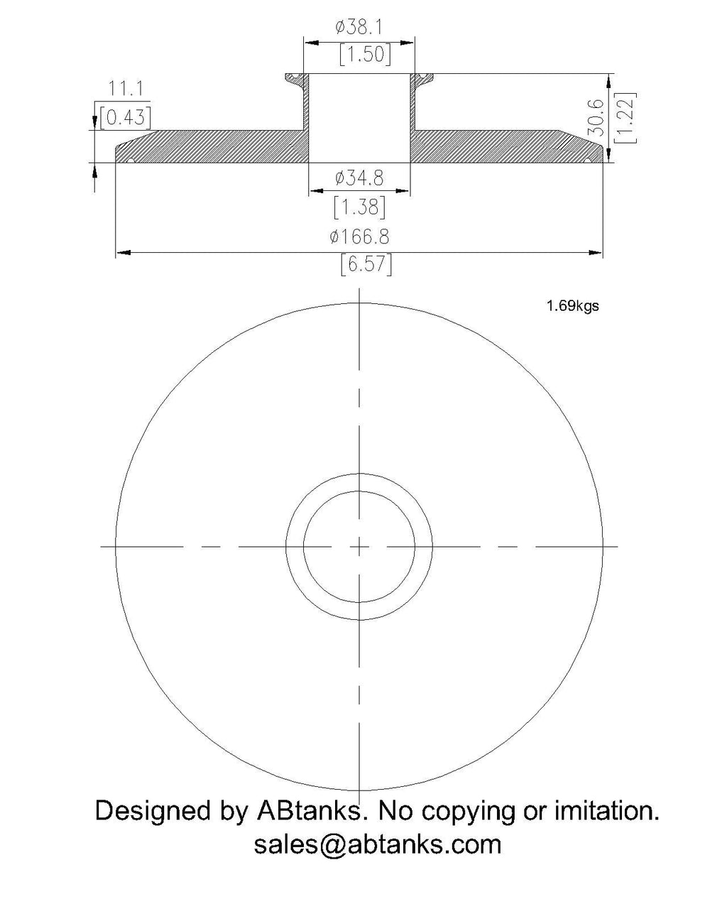 End Cap Reducer | Tri Clamp 6 in. x 1.5 in. - SS304 / 3A