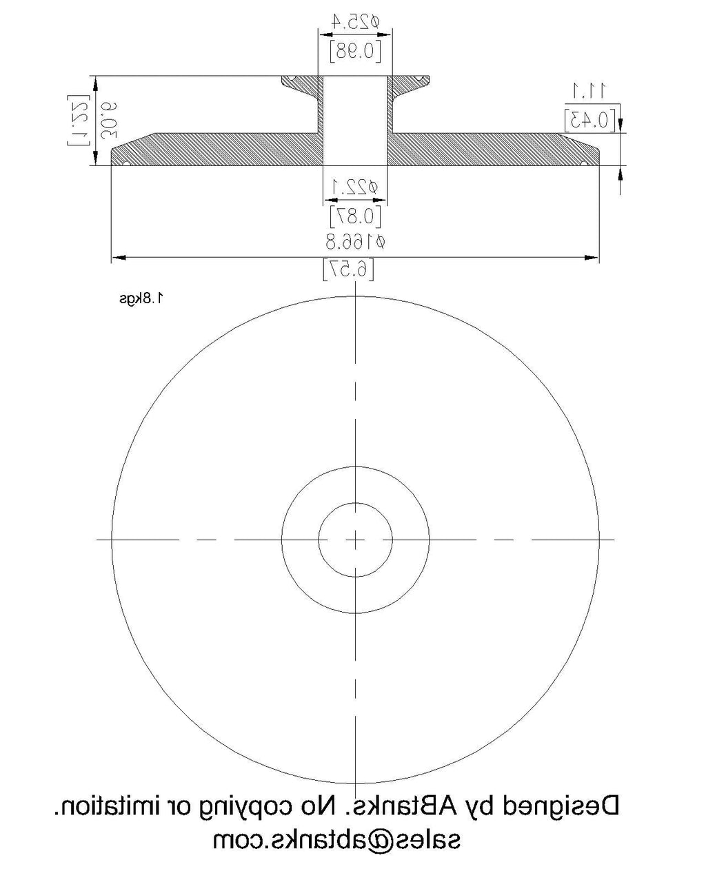 End Cap Reducer | Tri Clamp 6 in. x 1 in. - SS304 / 3A
