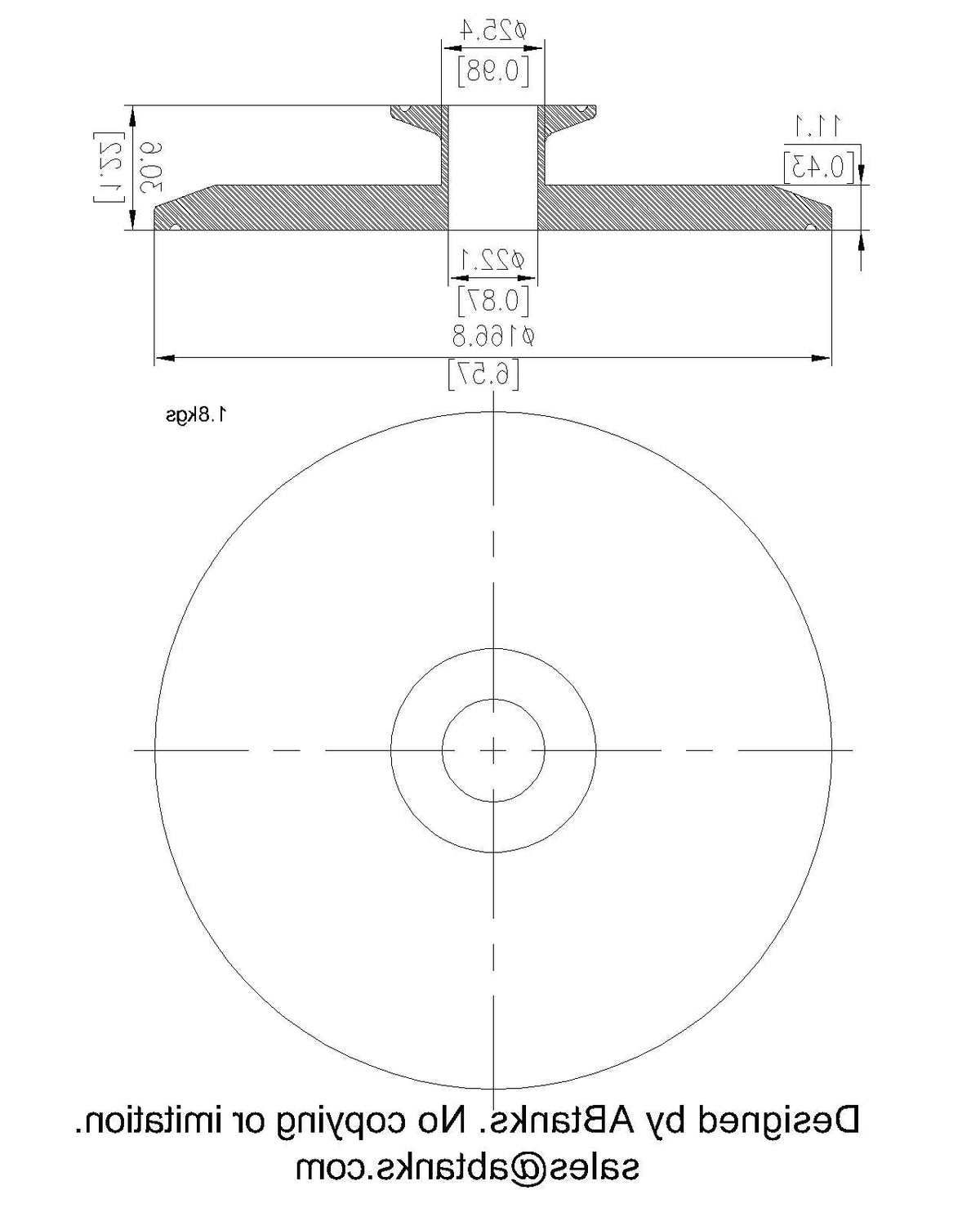 End Cap Reducer | Tri Clamp 6 in. x 1 in. - SS304 / 3A