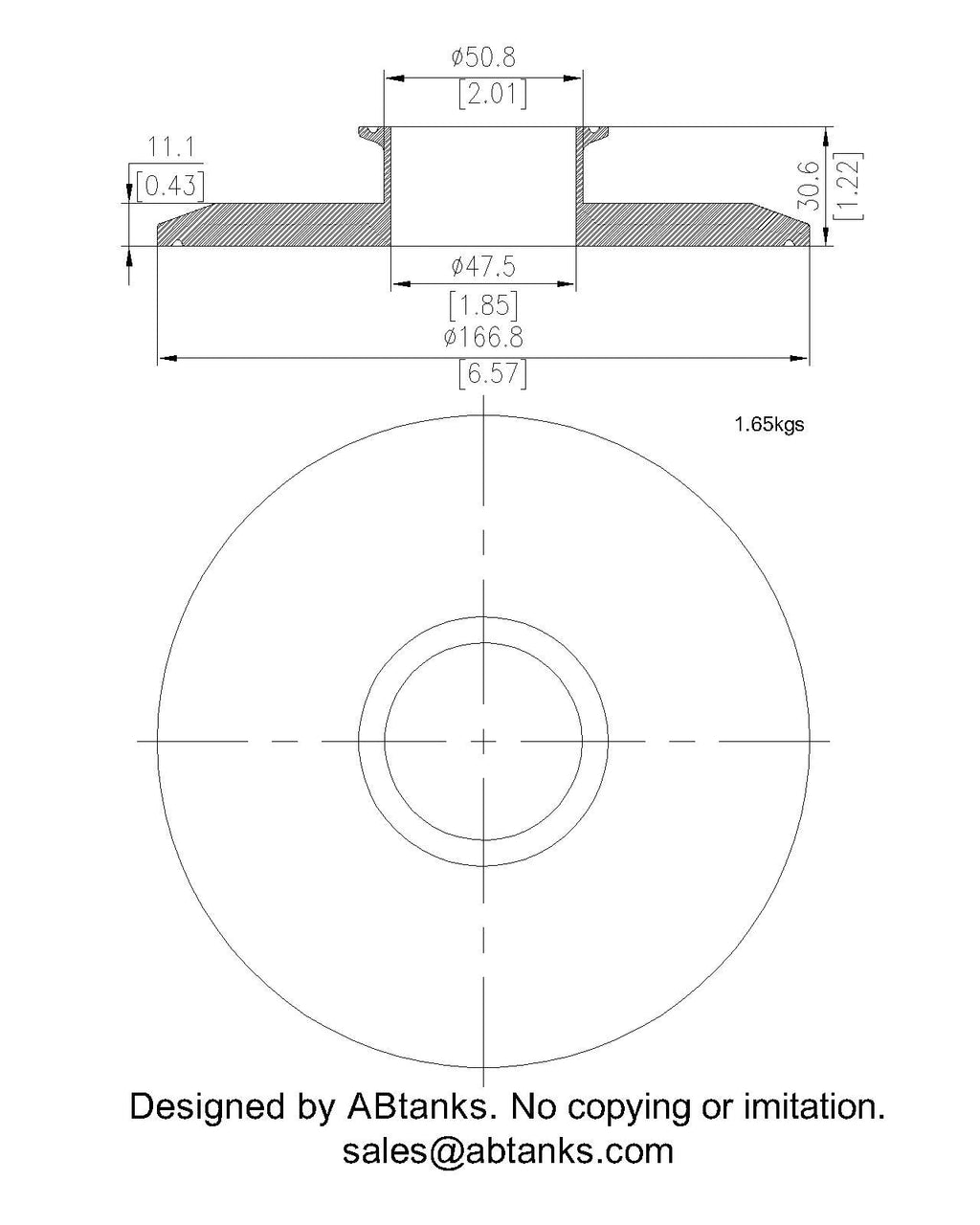 End Cap Reducer | Tri Clamp 6 in. x 2 in. - SS304 / 3A66