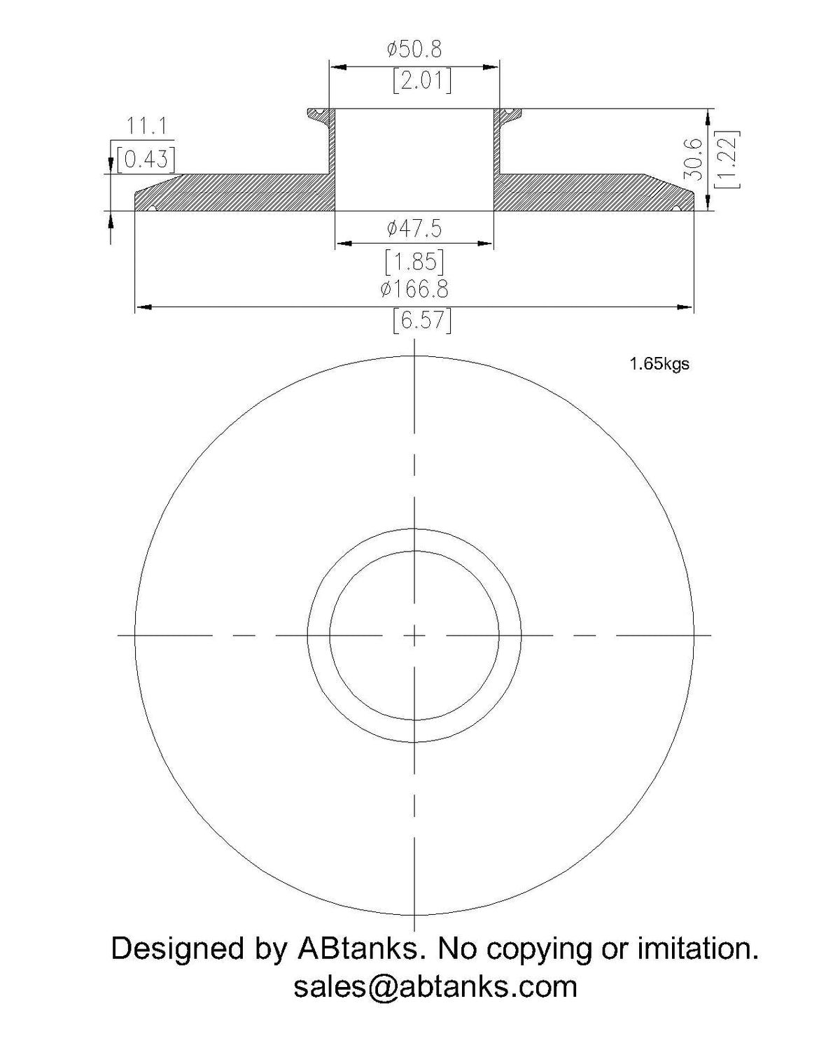 End Cap Reducer | Tri Clamp 6 in. x 2 in. - SS304 / 3A66
