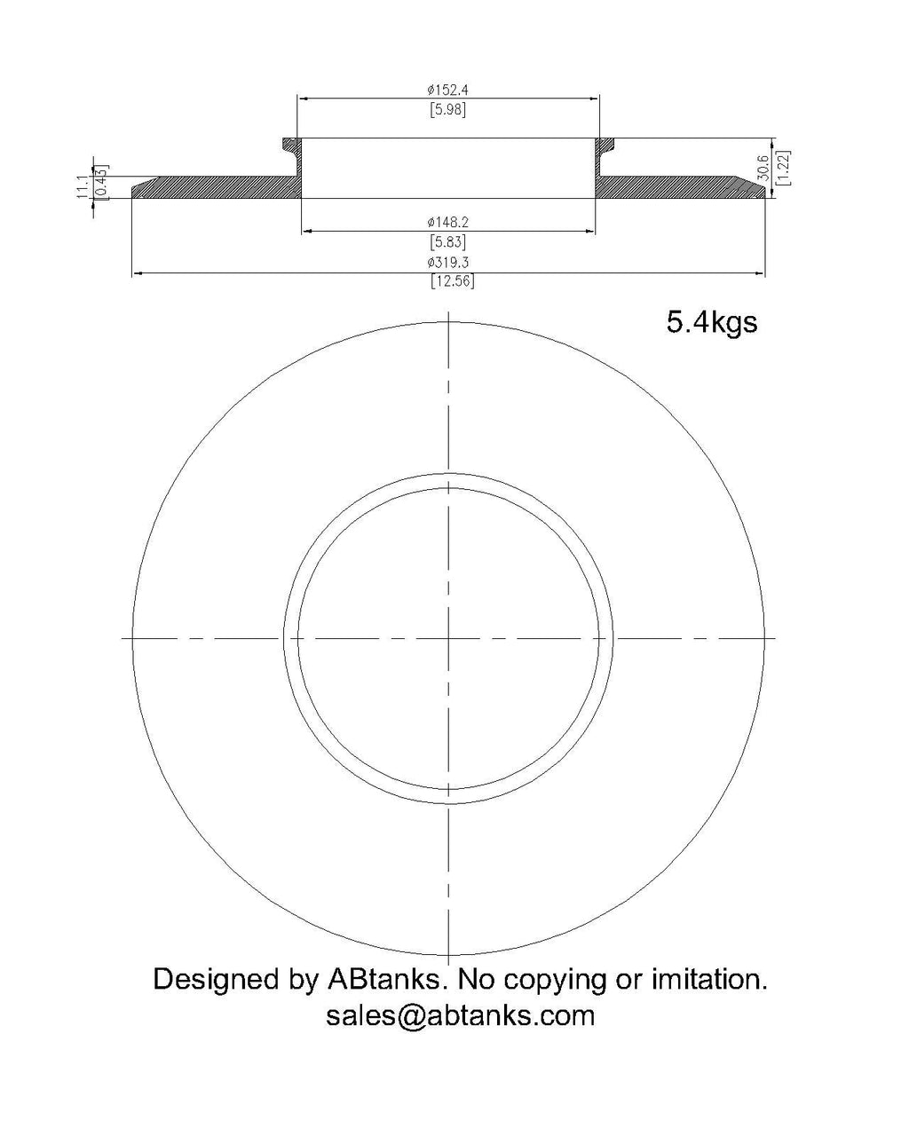 End Cap Reducer | Tri Clamp 12 in. x 6 in. - SS304 / 3A