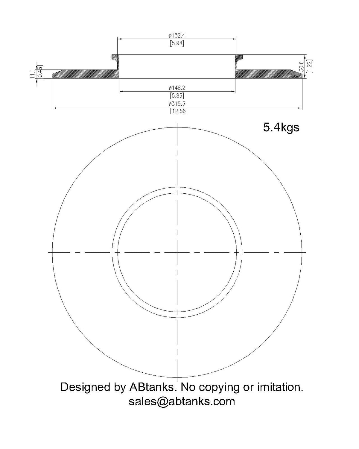 End Cap Reducer | Tri Clamp 12 in. x 6 in. - SS304 / 3A