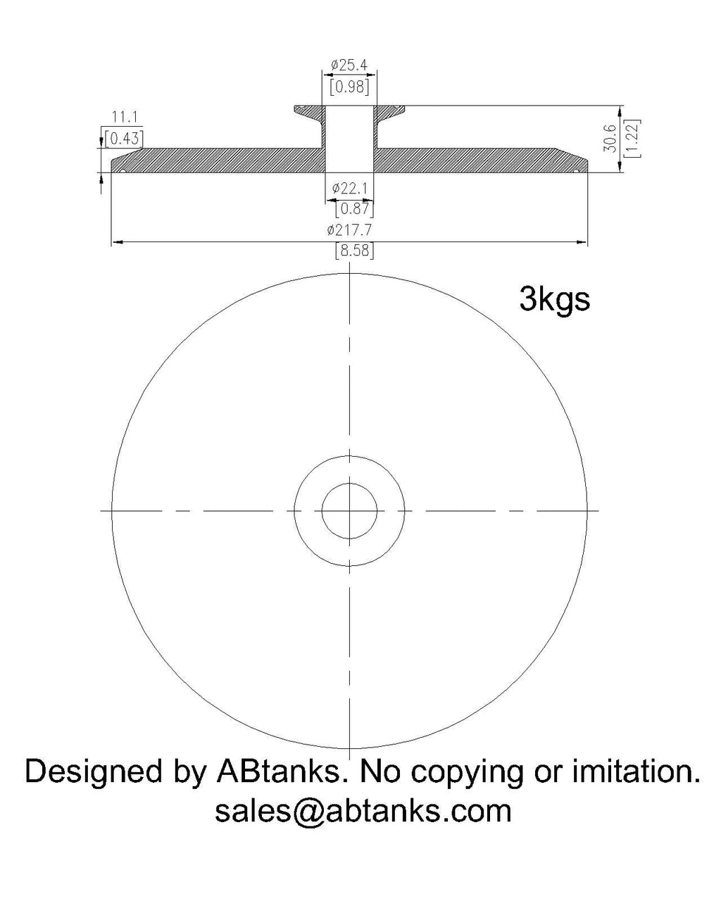 End Cap Reducer | Tri Clamp 8 in. x 1 in. - SS304 / 3A