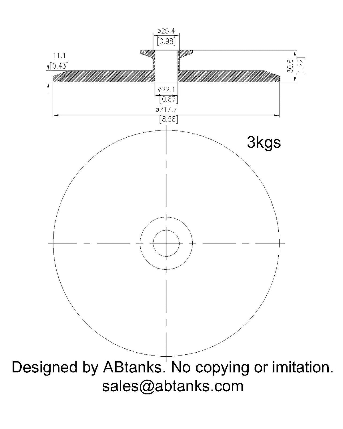 End Cap Reducer | Tri Clamp 8 in. x 1 in. - SS304 / 3A