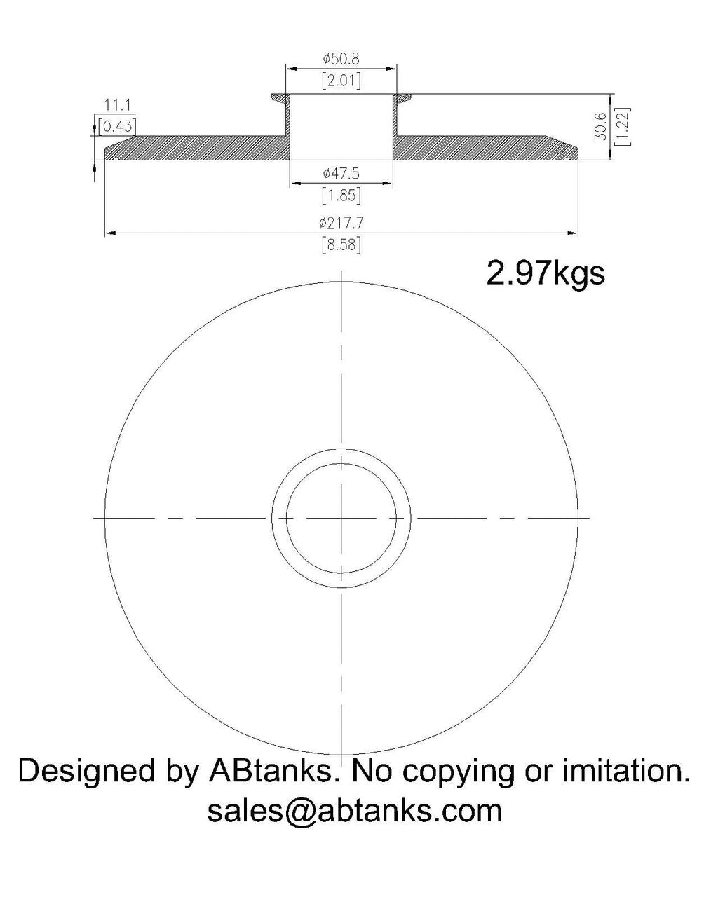 End Cap Reducer | Tri Clamp 8 in. x 2 in. - SS304 / 3A