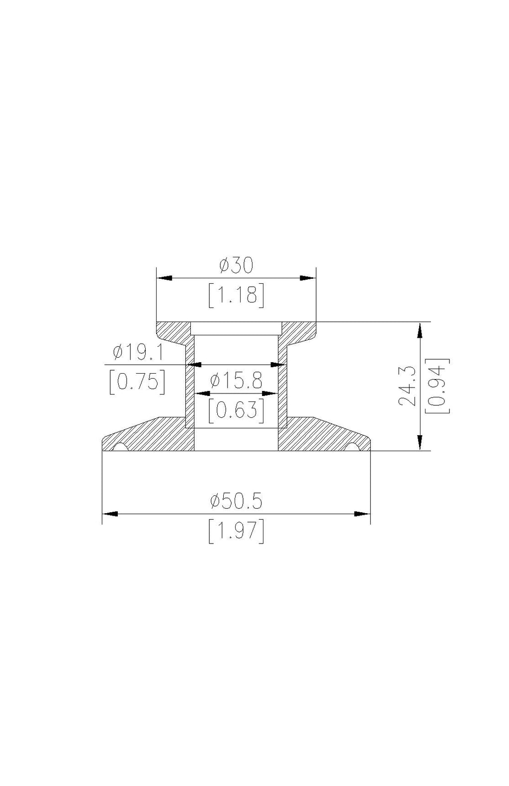 End Cap Reducer | Tri Clamp 1 in. x KF16. - SS304 / 3A