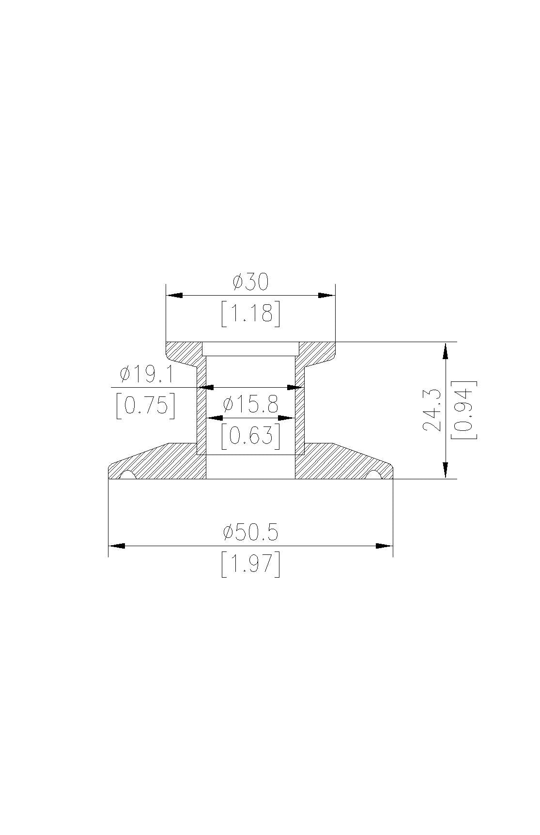 End Cap Reducer | Tri Clamp 1 in. x KF16. - SS304 / 3A