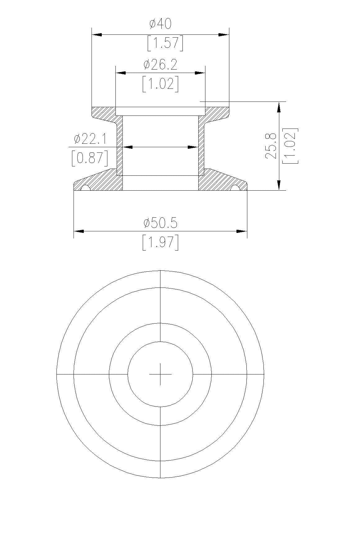 End Cap Reducer | Tri Clamp 1 in. x KF25. - SS304 / 3A