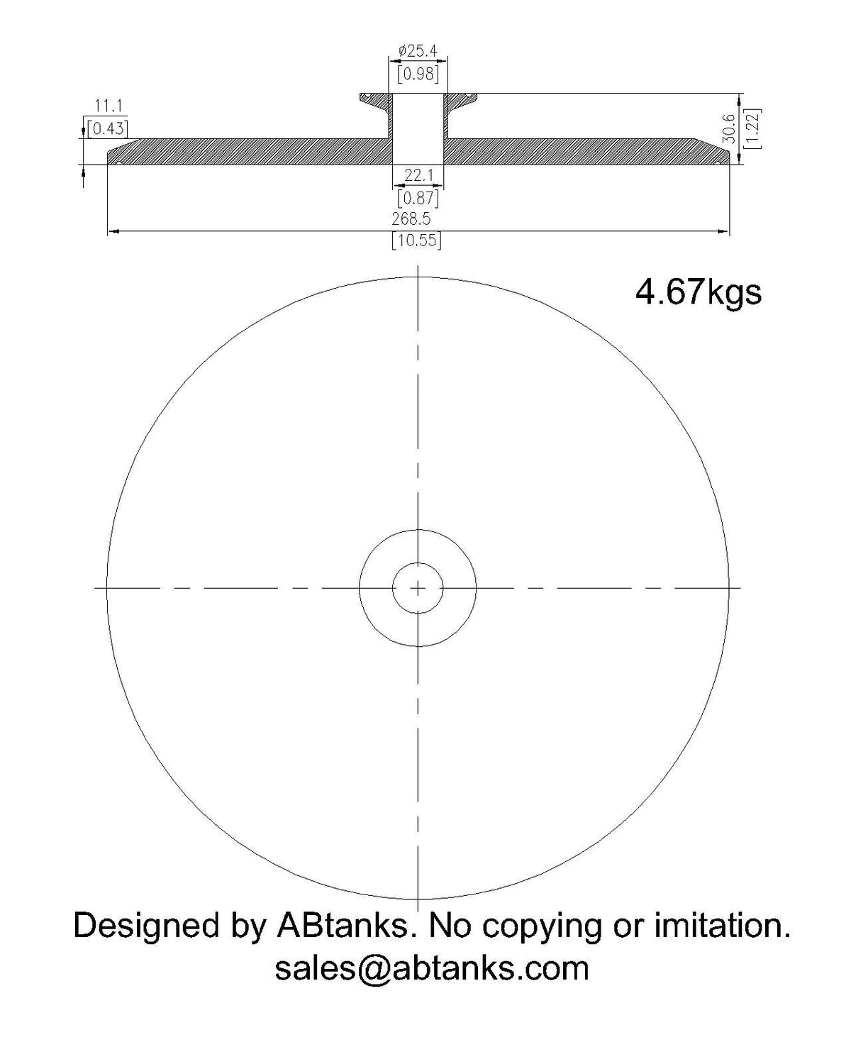 End Cap Reducer | Tri Clamp 10 in. x 1 in. - SS304 / 3A