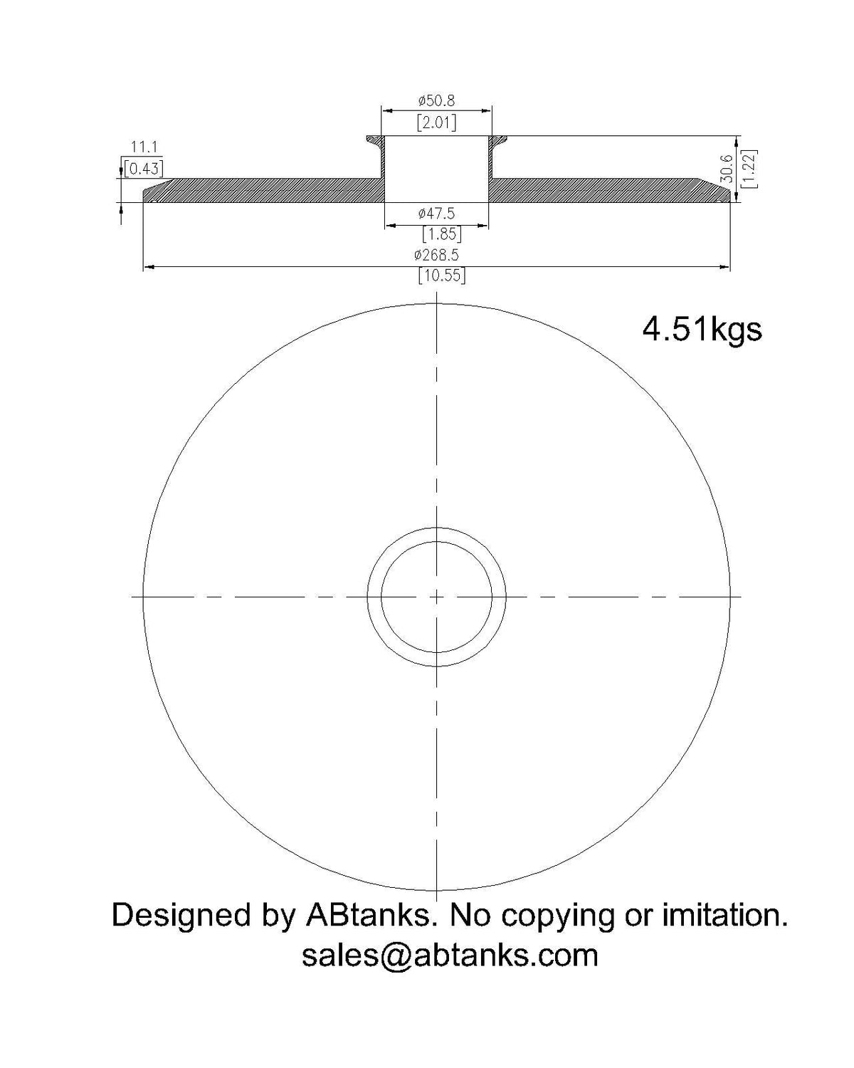End Cap Reducer | Tri Clamp 10 in. x 2 in. - SS304 / 3A
