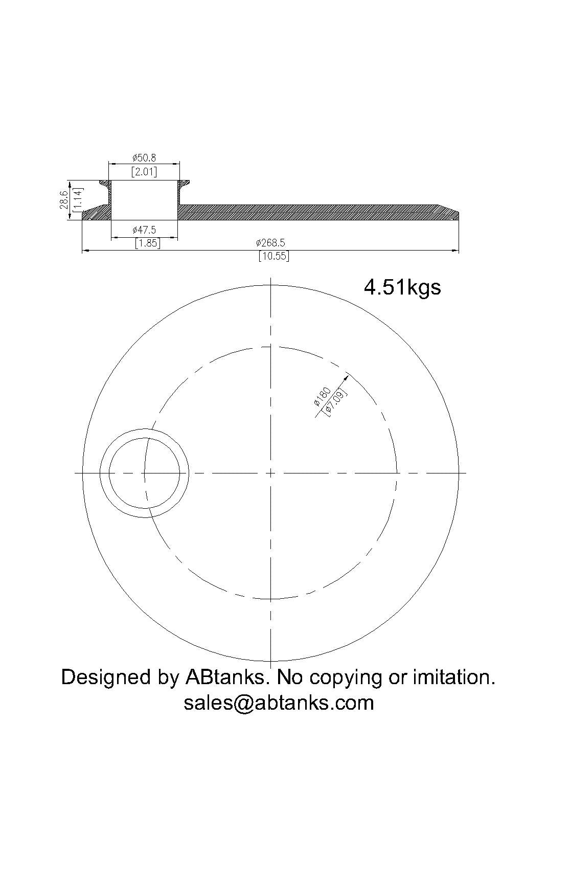 Eccentric End Cap Reducer | Tri Clamp 10 in. x 2 in. - SS304 / 3A
