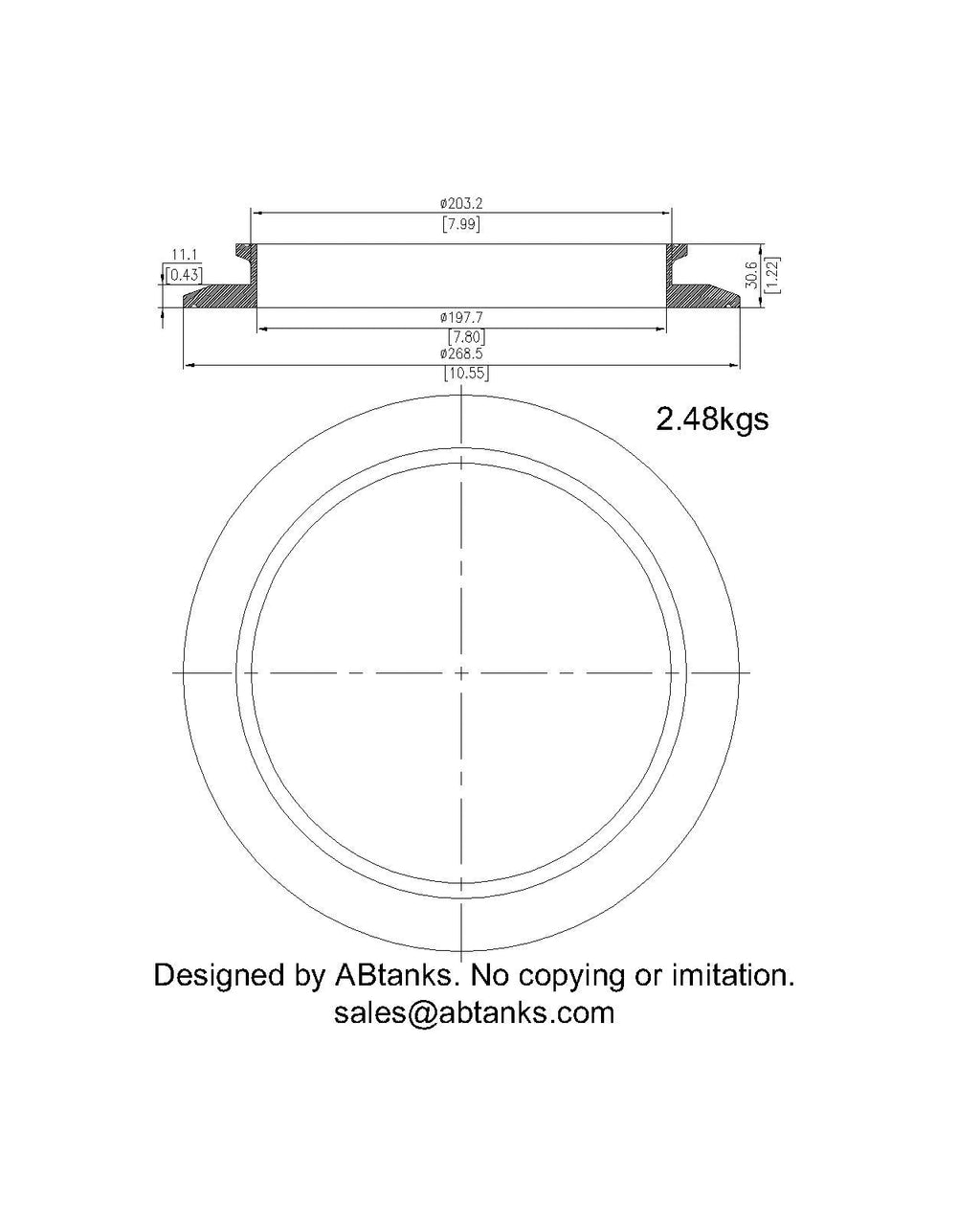 End Cap Reducer | Tri Clamp 10 in. x 8 in. - SS304 / 3A