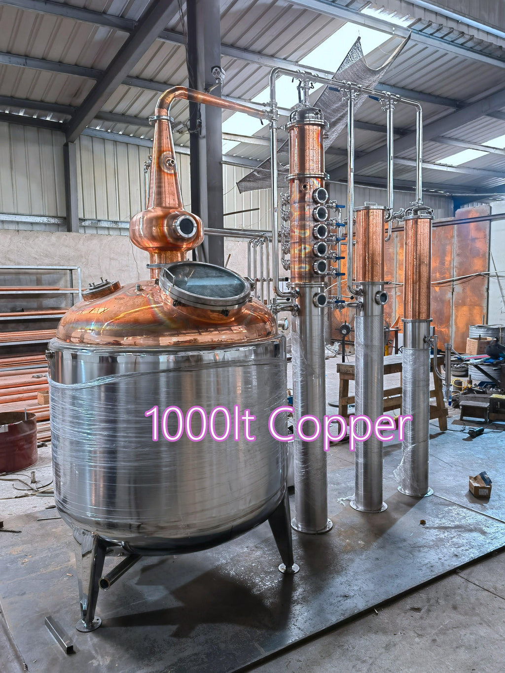 Multifunctional Copper Distillation Whiskey Gin Vodka Distillery, 1000L copper
