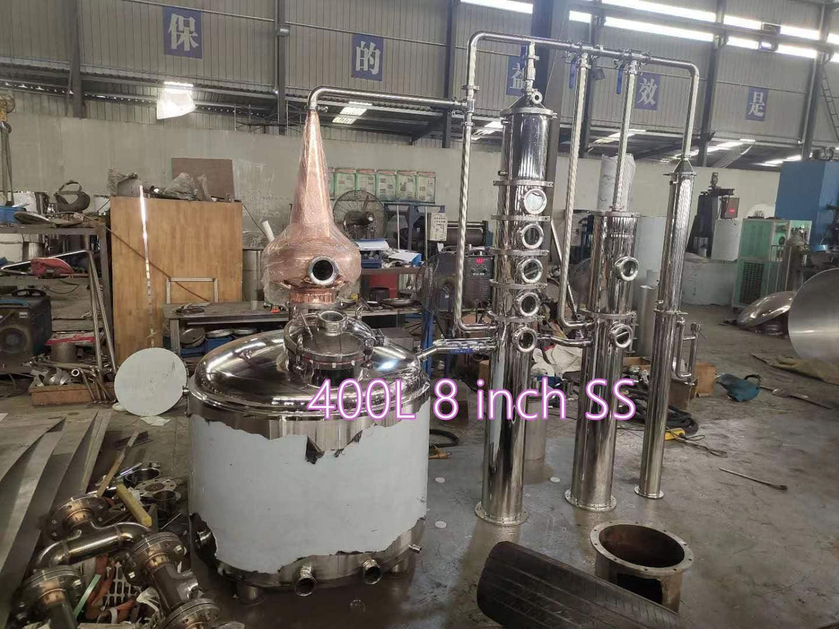 Multifunctional Copper Distillation Whiskey Gin Vodka Distillery, 400L 8 inch SS