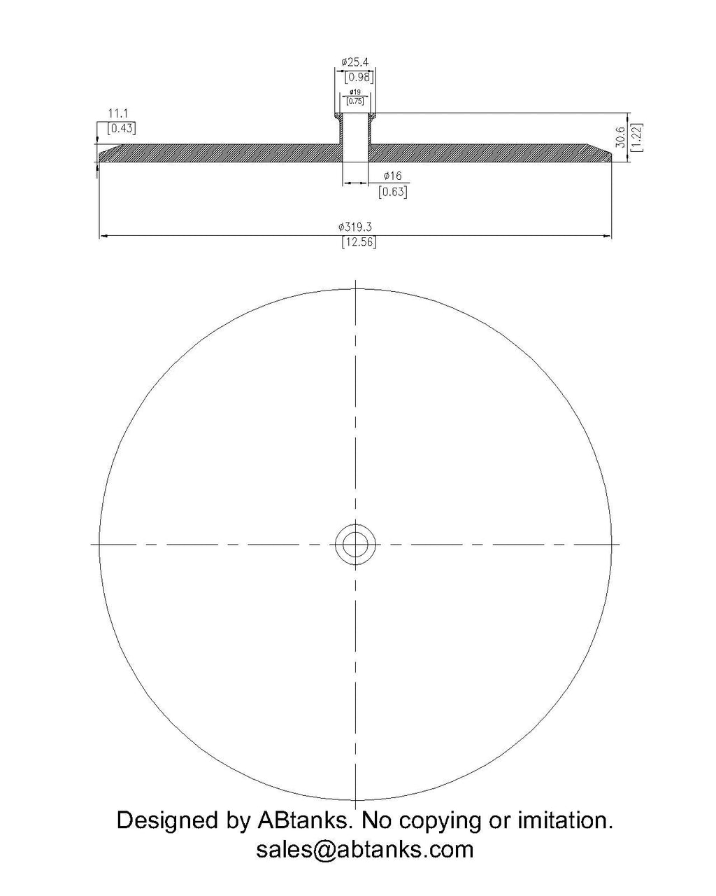 End Cap Reducer | Tri Clamp 12 in. x 0.75 in. - SS304 / 3A