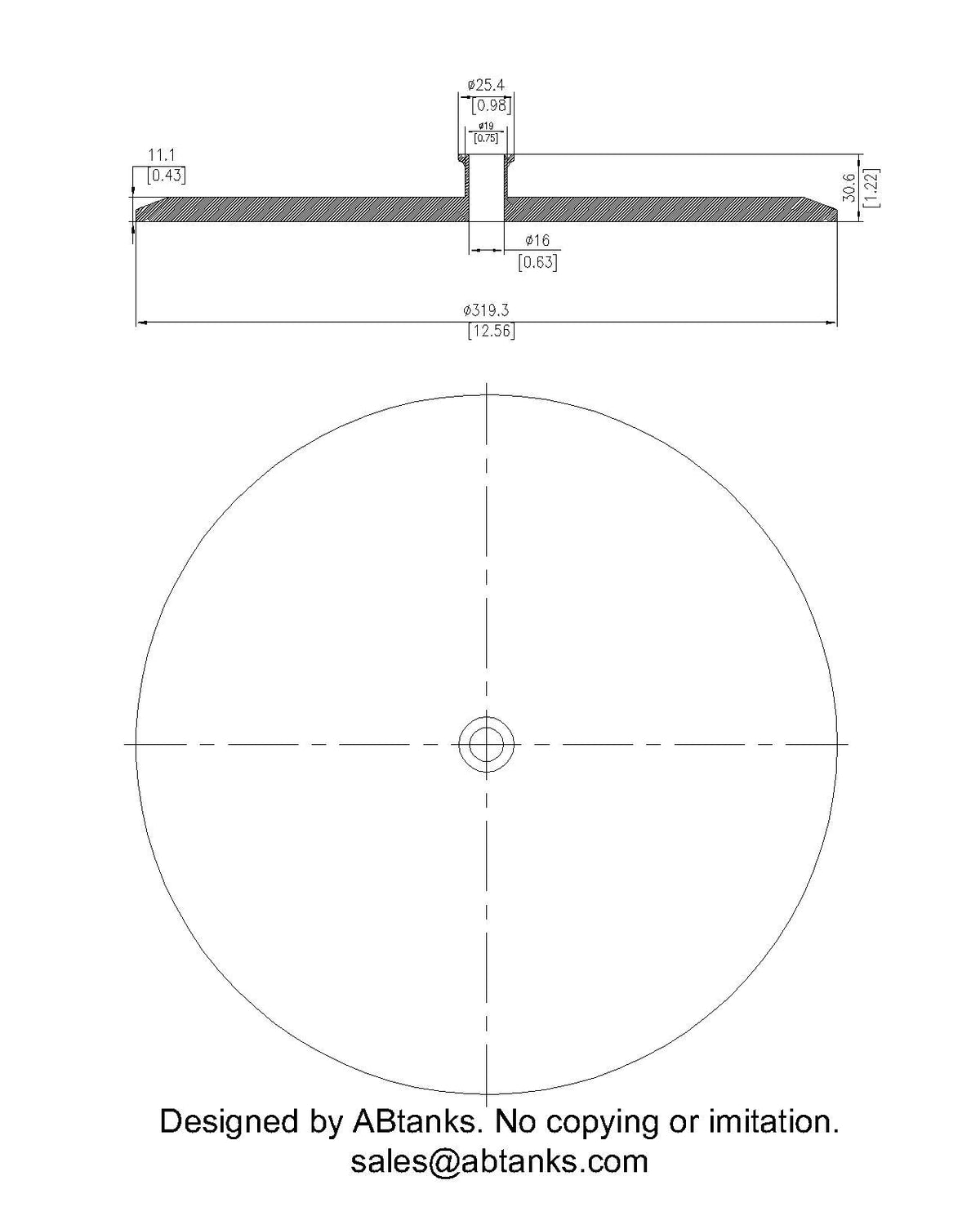 End Cap Reducer | Tri Clamp 12 in. x 0.75 in. - SS304 / 3A