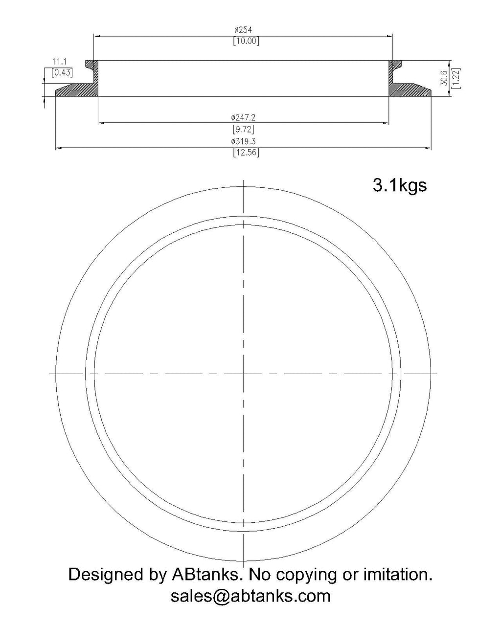 End Cap Reducer | Tri Clamp 12 in. x 10 in. - SS304 / 3A