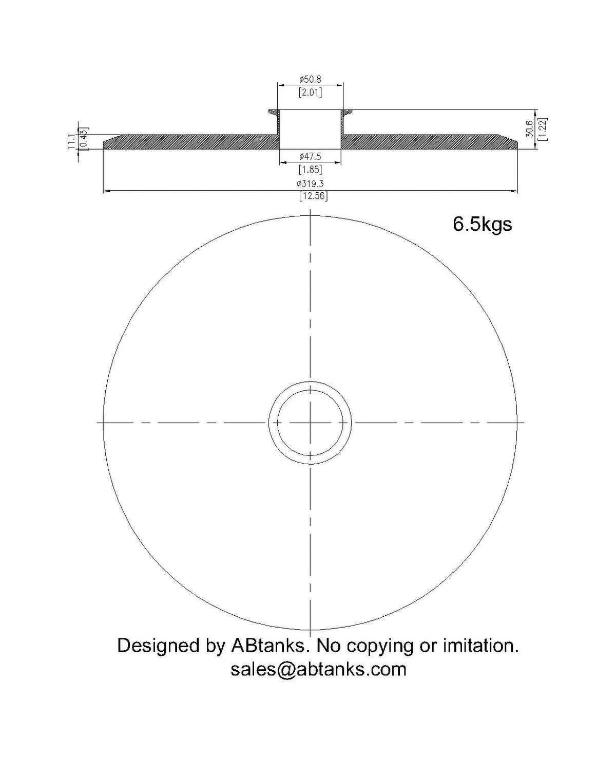 End Cap Reducer | Tri Clamp 12 in. x 2 in. - SS304 / 3A