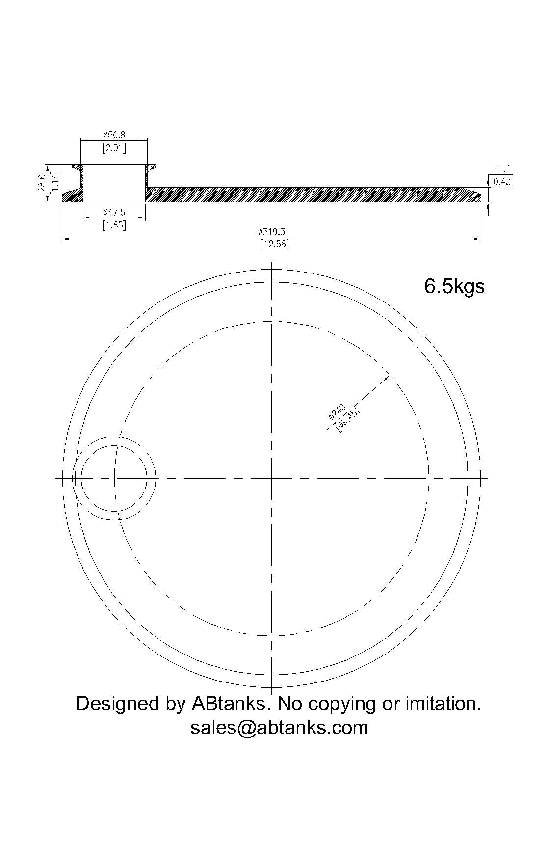 Eccentric End Cap Reducer | Tri Clamp 12 in. x 2 in. - SS304 / 3A