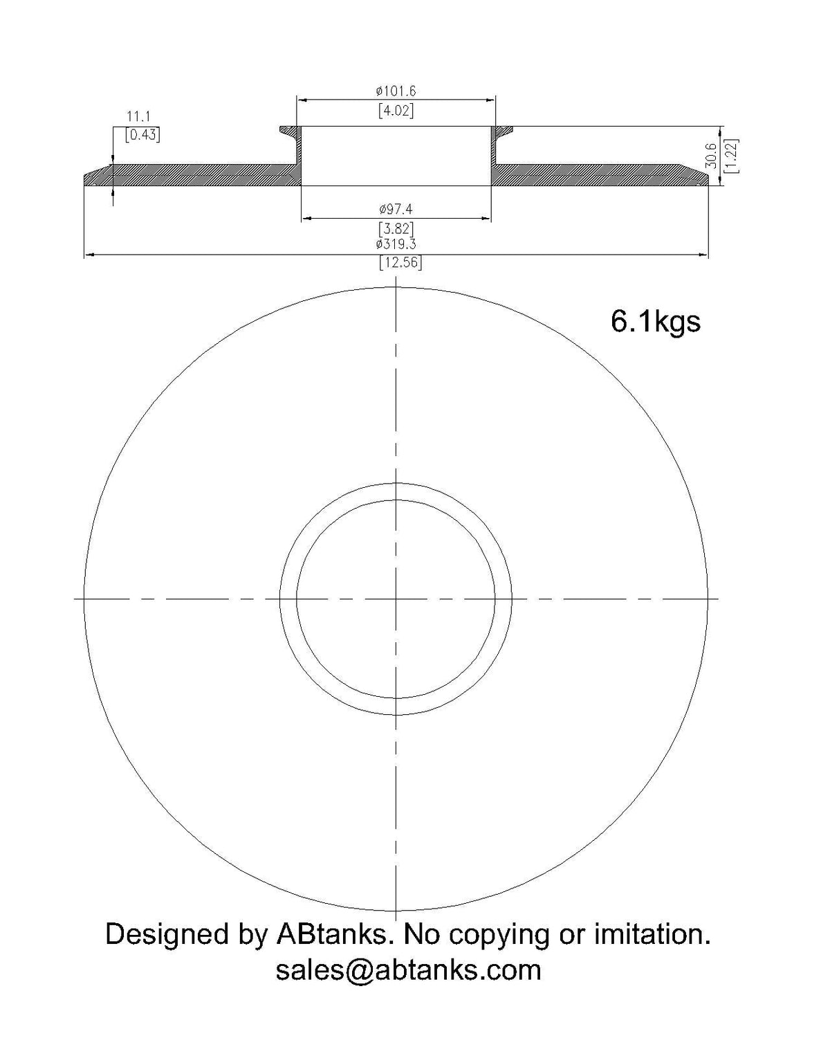 End Cap Reducer | Tri Clamp 12 in. x 4 in. - SS304 / 3A