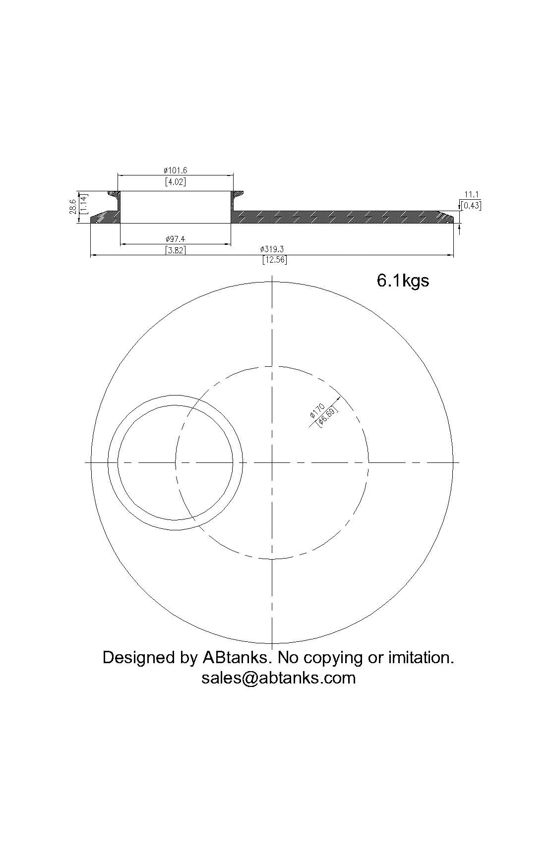 Eccentric End Cap Reducer | Tri Clamp 12 in. x 4 in. - SS304 / 3A