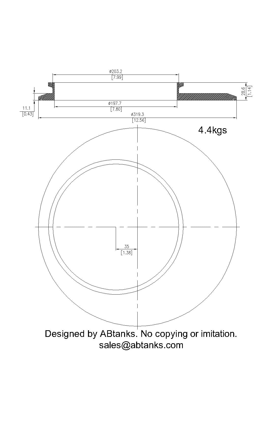 Eccentric End Cap Reducer | Tri Clamp 12 in. x 8 in. - SS304 / 3A