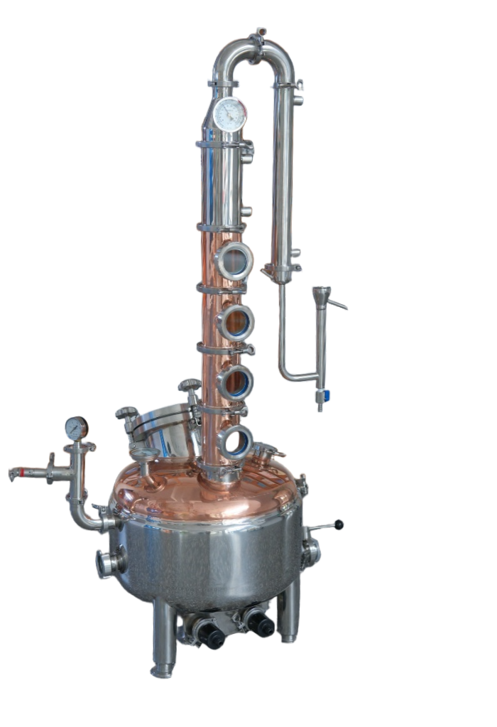 13 Gallons Copper Jacketed Bain-Marie 4" Copper Reflux Column Still