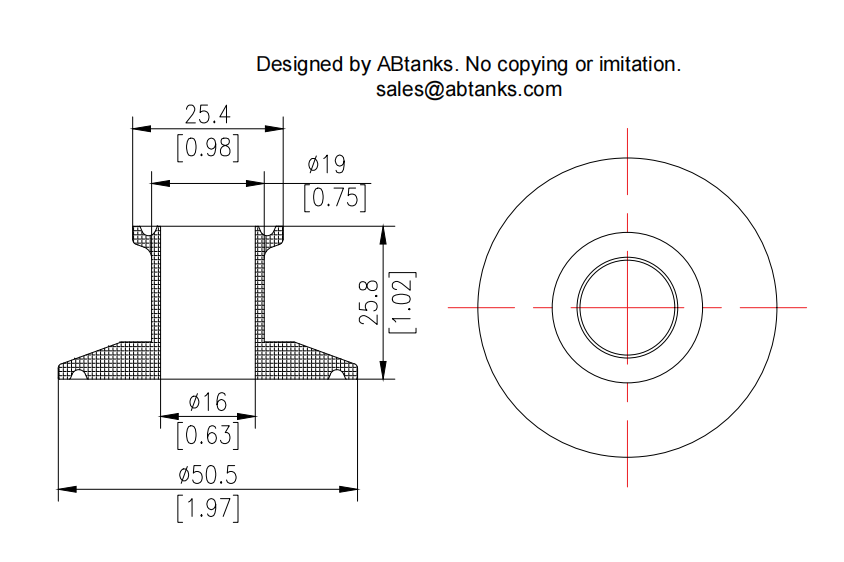 End Cap Reducer | Tri Clamp 1 in. x 0.75 in. - SS304 / 3A