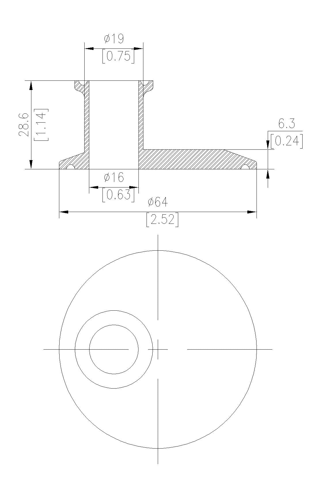 Eccentric End Cap Reducer | Tri Clamp 2 in. x 0.75 in. - SS304 / 3A