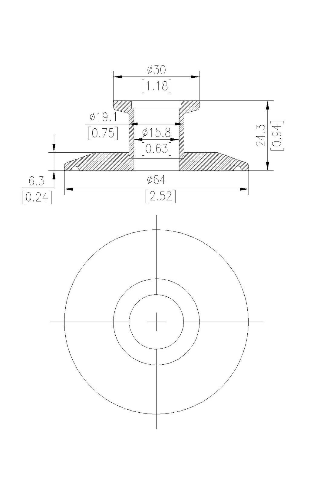 End Cap Reducer | Tri Clamp 2 in. x KF16. - SS304 / 3A