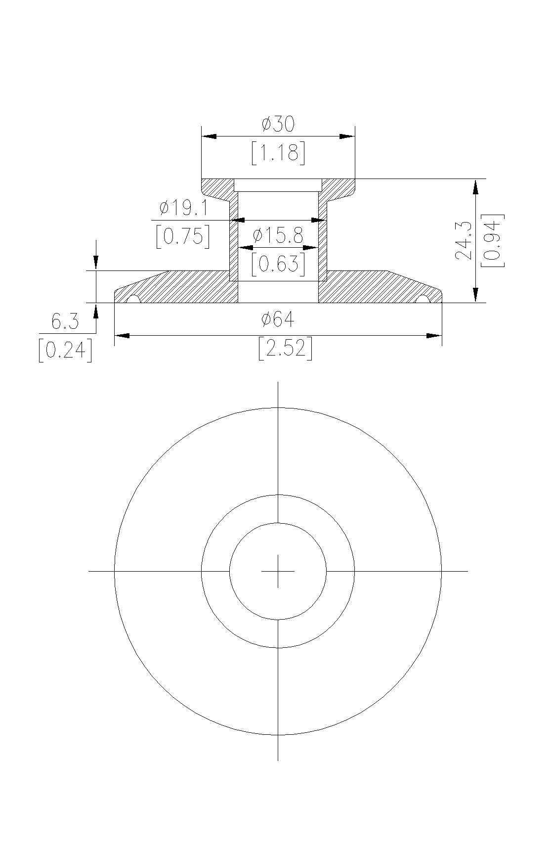 End Cap Reducer | Tri Clamp 2 in. x KF16. - SS304 / 3A