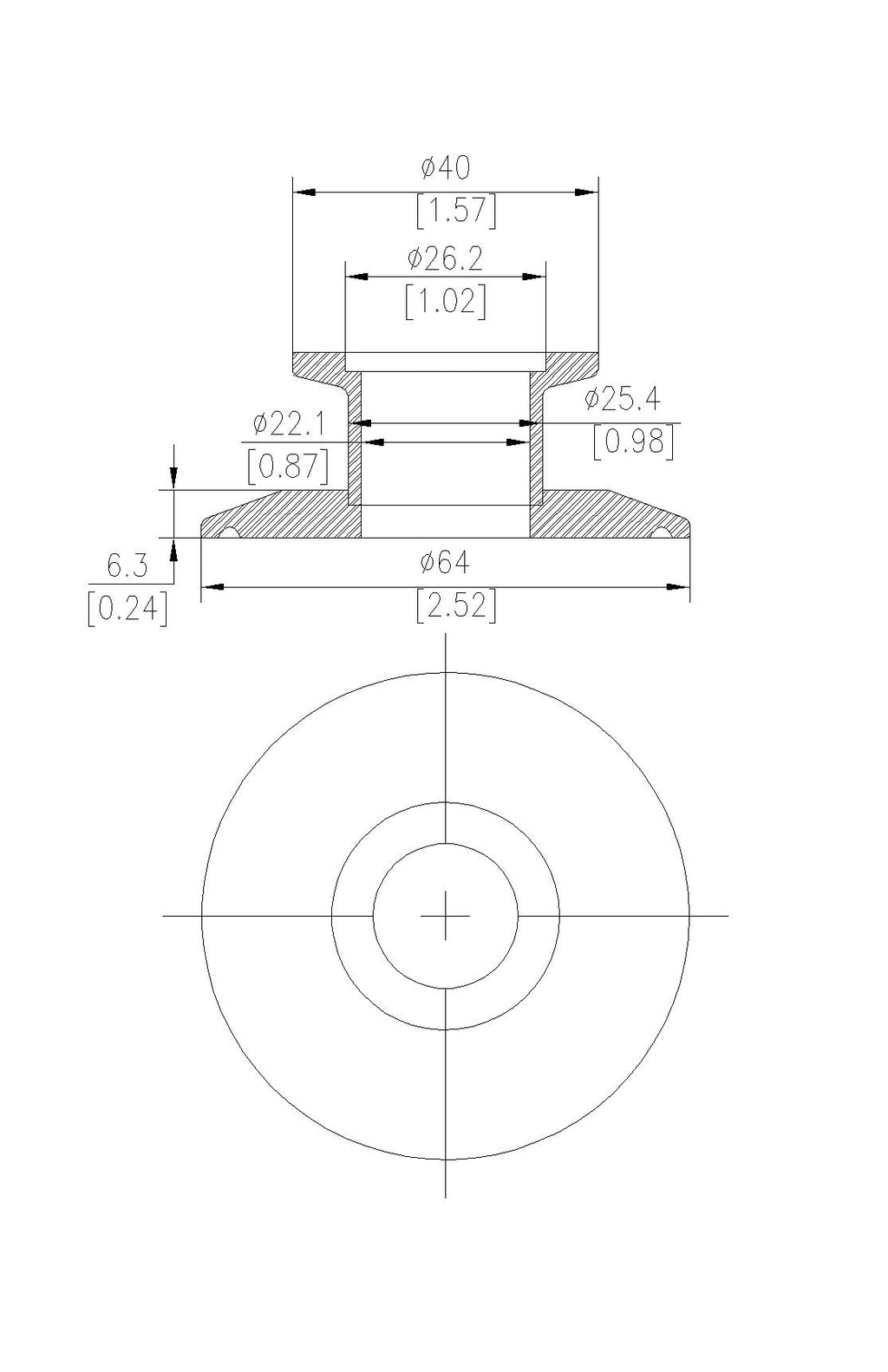 End Cap Reducer | Tri Clamp 2 in. x KF25. - SS304 / 3A