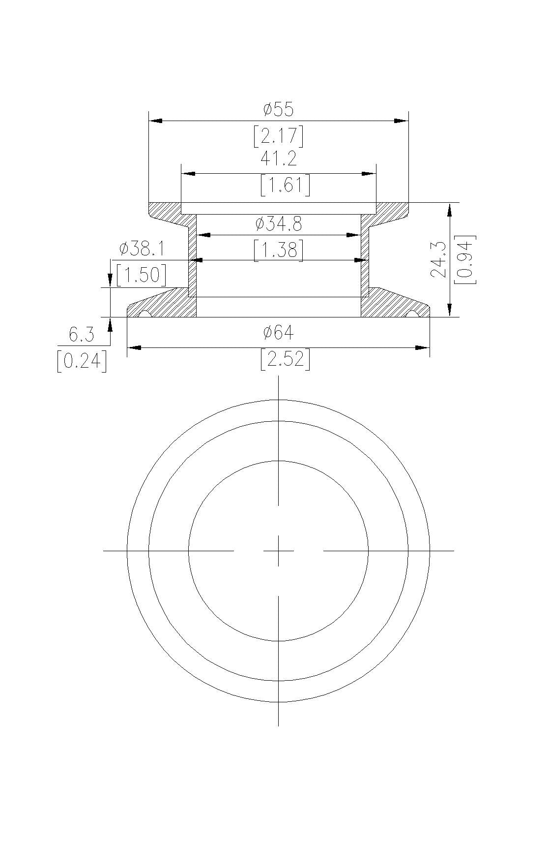 End Cap Reducer | Tri Clamp 2 in. x KF40. - SS304 / 3A