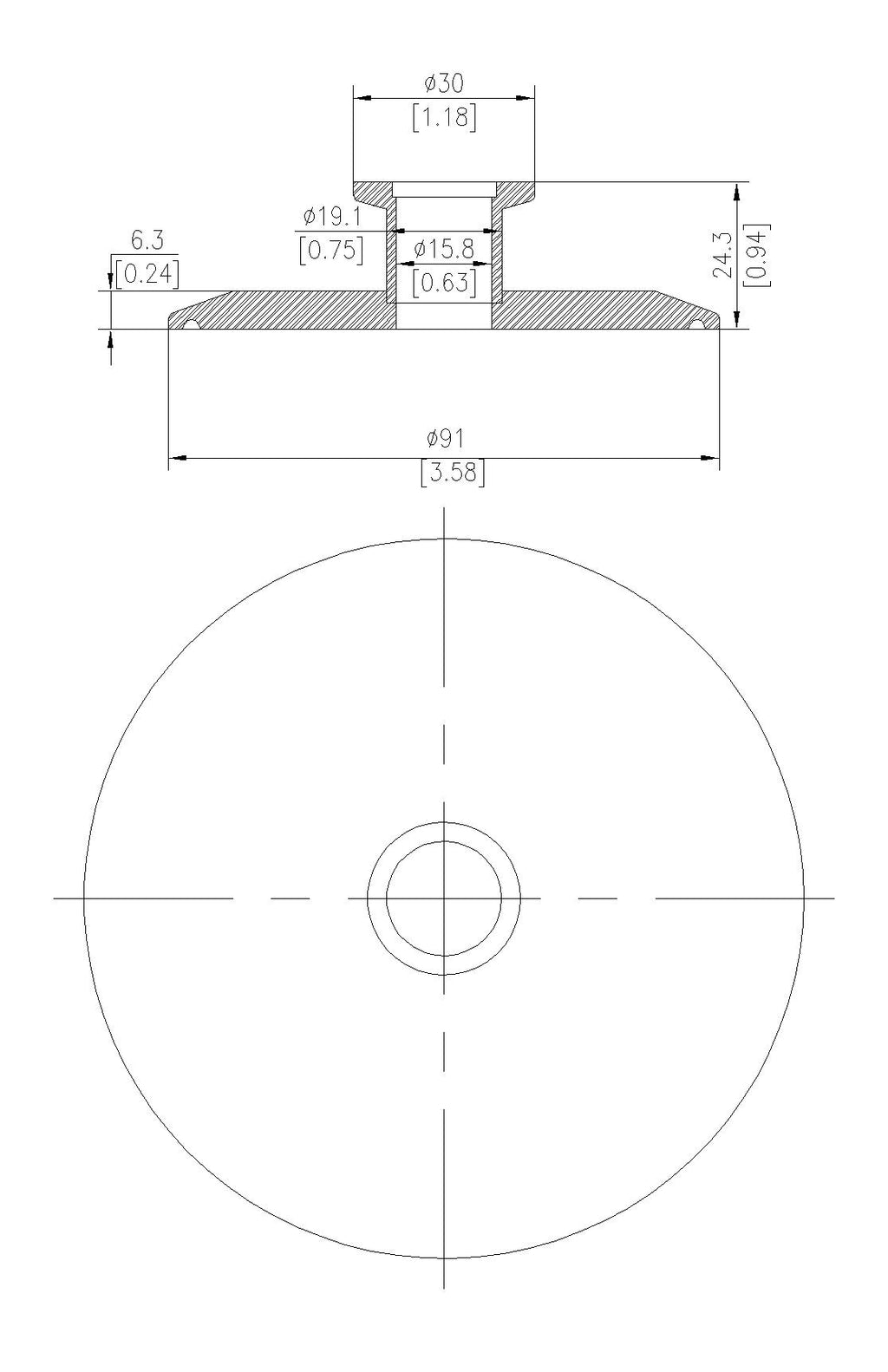 End Cap Reducer | Tri Clamp 2.5 in. x KF16. - SS304 / 3A