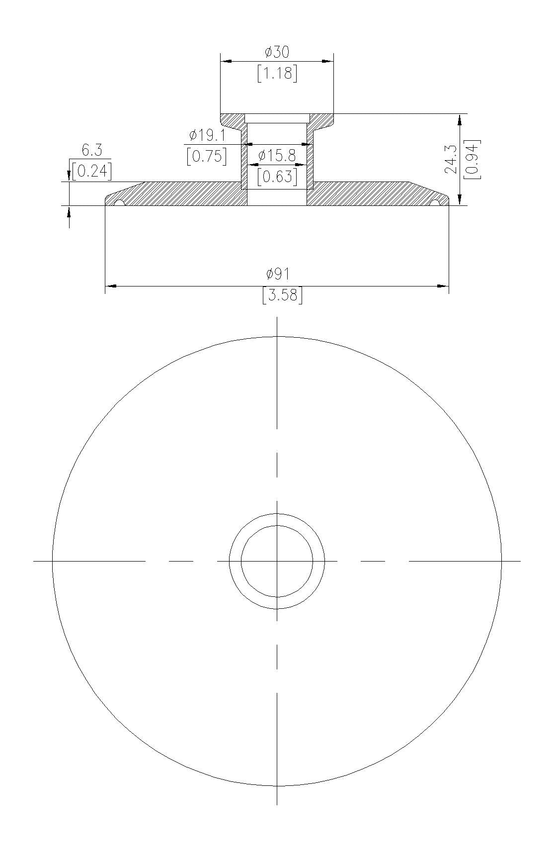 End Cap Reducer | Tri Clamp 2.5 in. x KF16. - SS304 / 3A