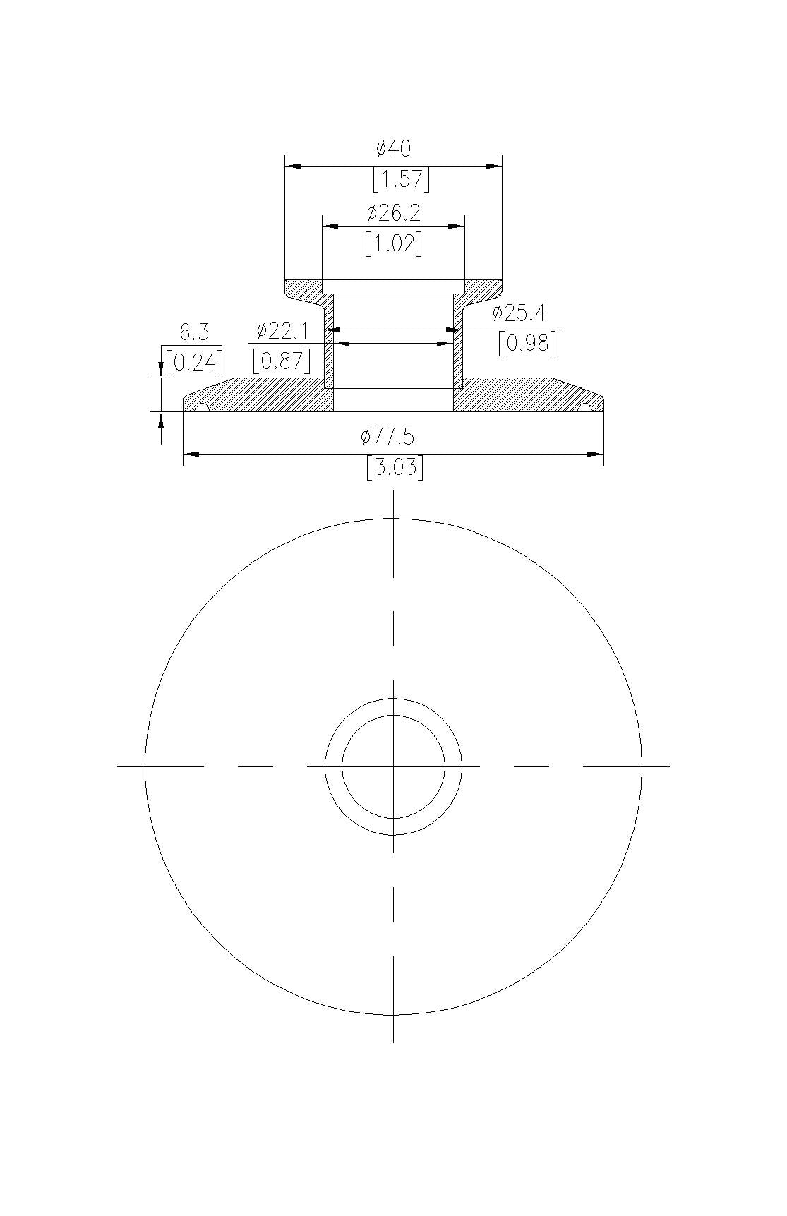 End Cap Reducer | Tri Clamp 2.5 in. x KF25. - SS304 / 3A