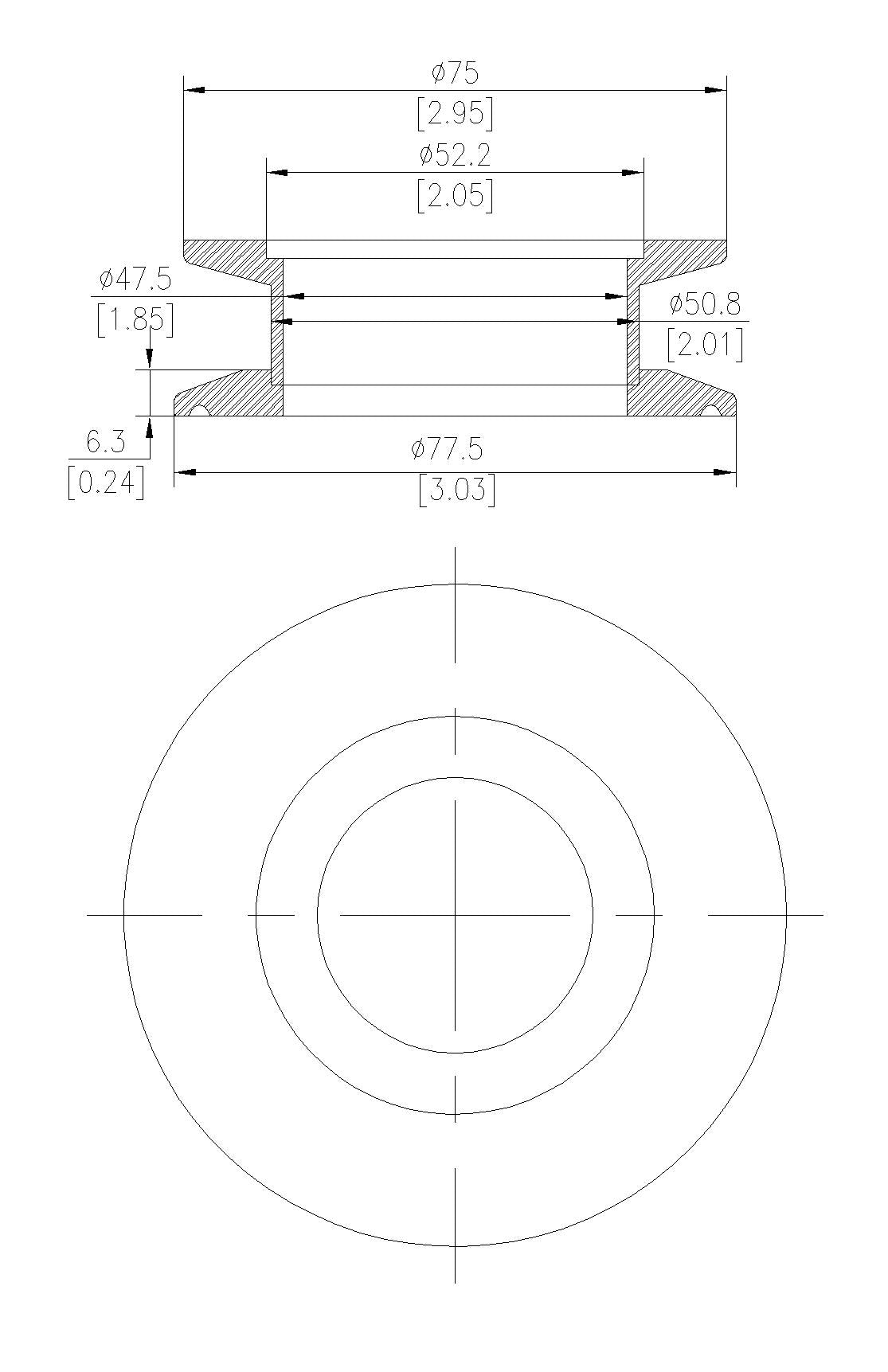 End Cap Reducer | Tri Clamp 2.5 in. x KF50. - SS304 / 3A