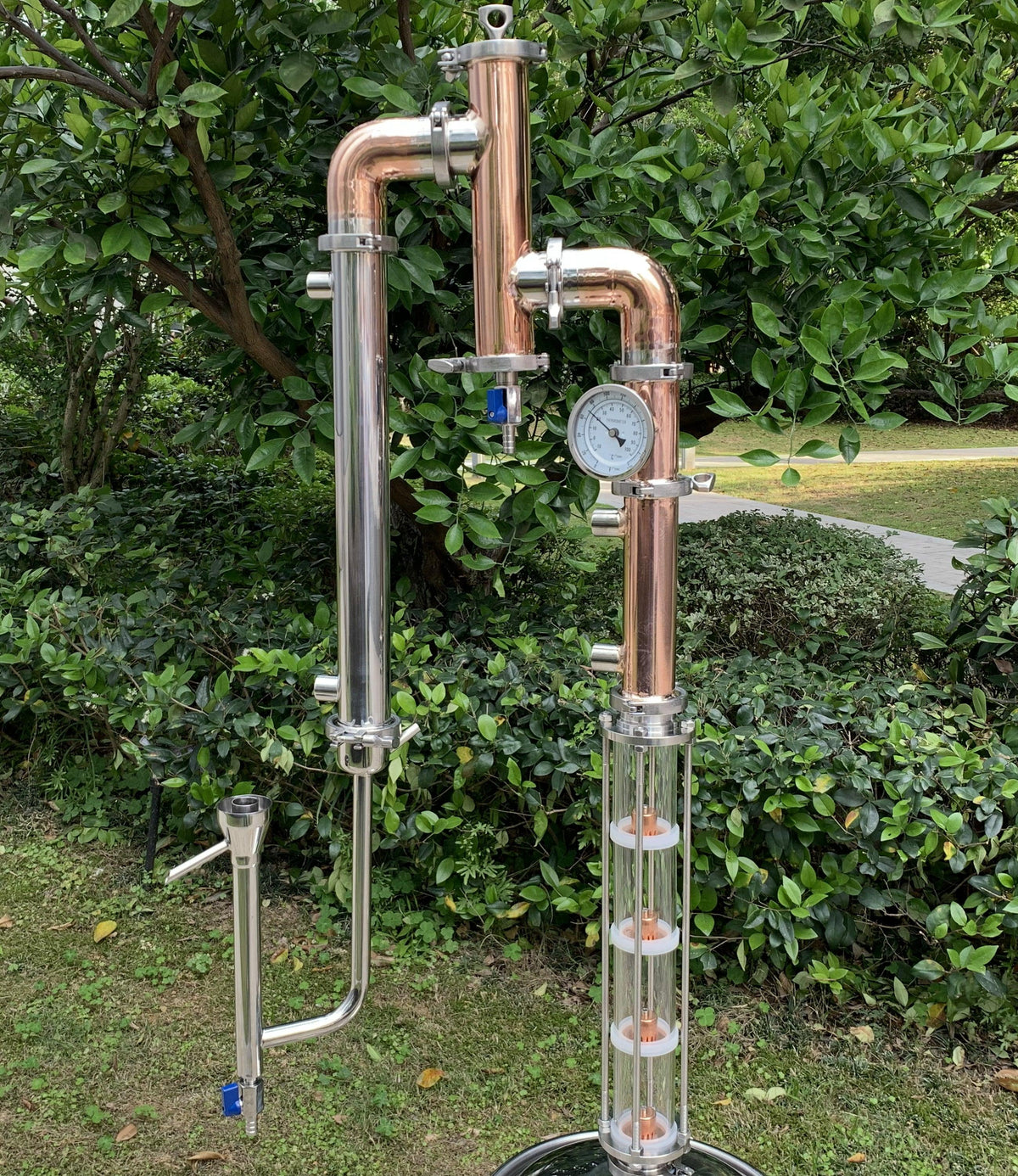 2 inch 4 Plate Glass Copper Still Column with Gin Basket