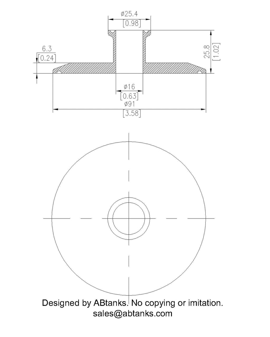 End Cap Reducer | Tri Clamp 3 in. x 0.75 in. - SS304 / 3A