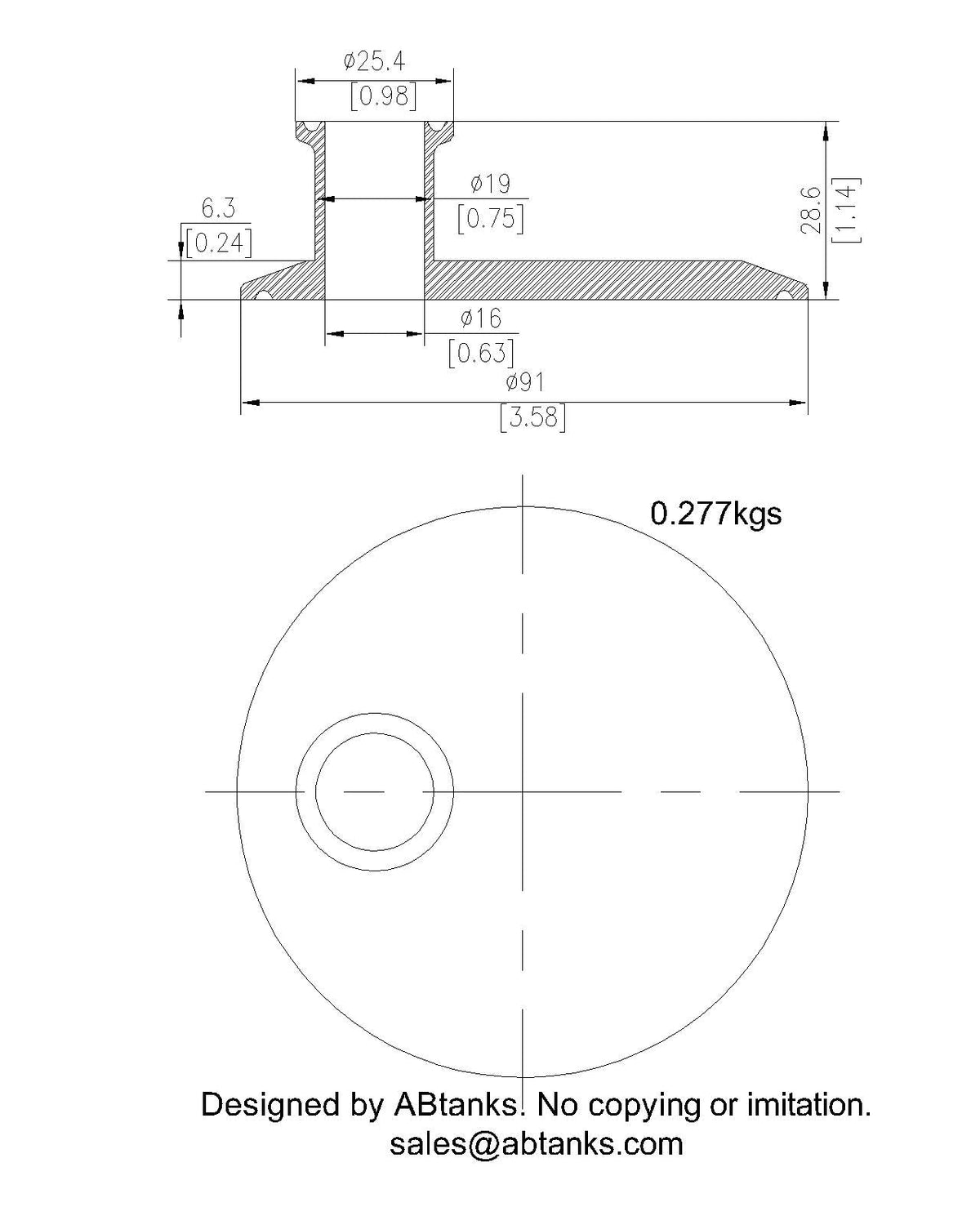 Eccentric End Cap Reducer | Tri Clamp 3 in. x 0.75 in. - SS304 / 3A