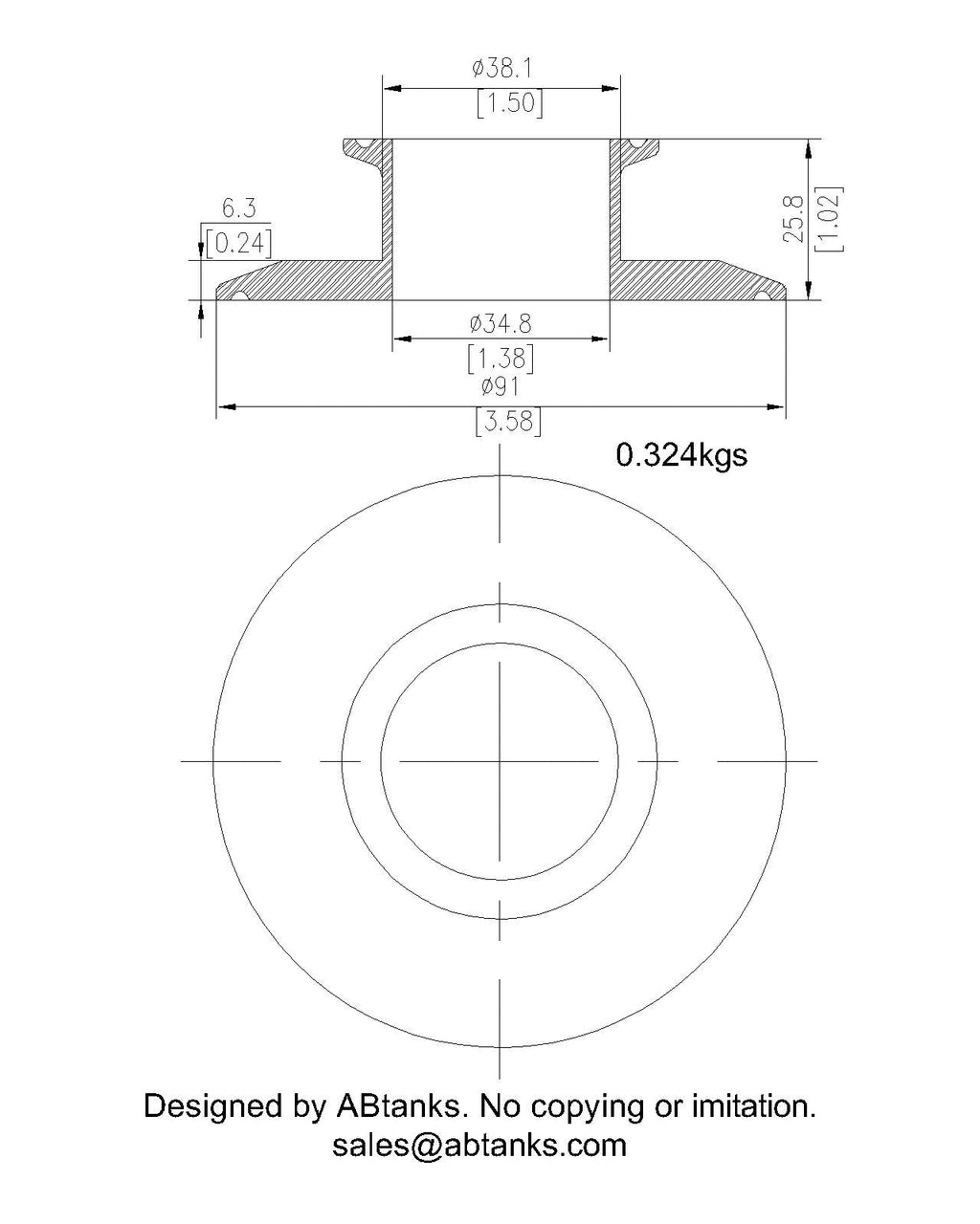 End Cap Reducer | Tri Clamp 3 in. x 1.5 in. - SS304 / 3A