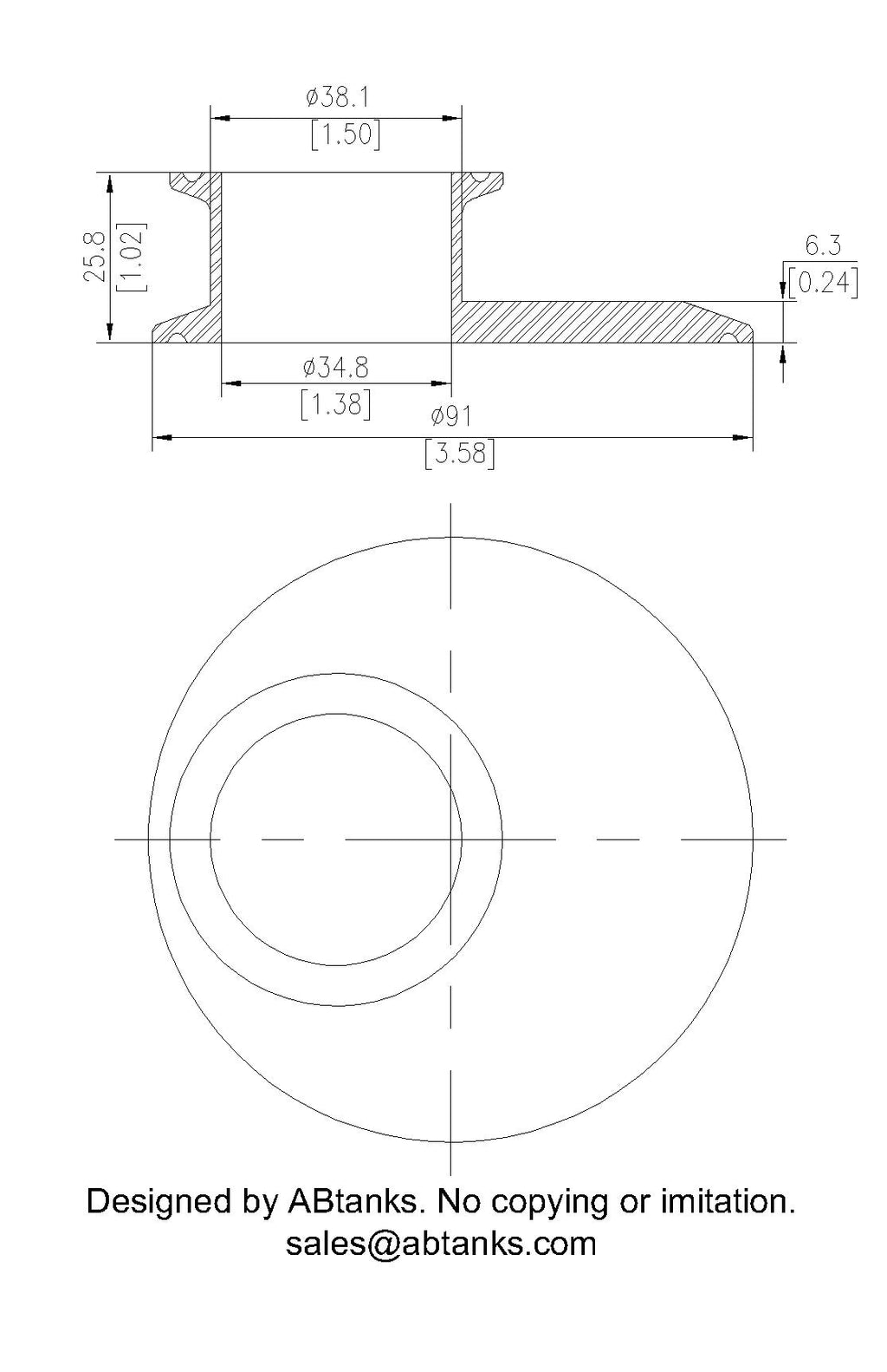 Eccentric End Cap Reducer | Tri Clamp 3 in. x 1.5 in. - SS304 / 3A
