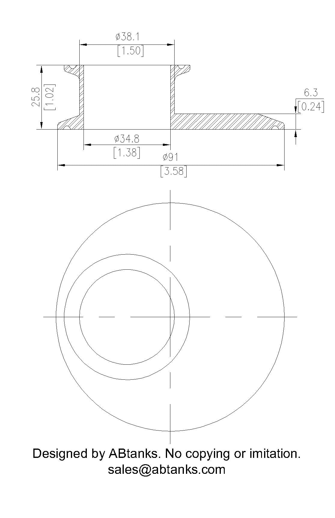 Eccentric End Cap Reducer | Tri Clamp 3 in. x 1.5 in. - SS304 / 3A