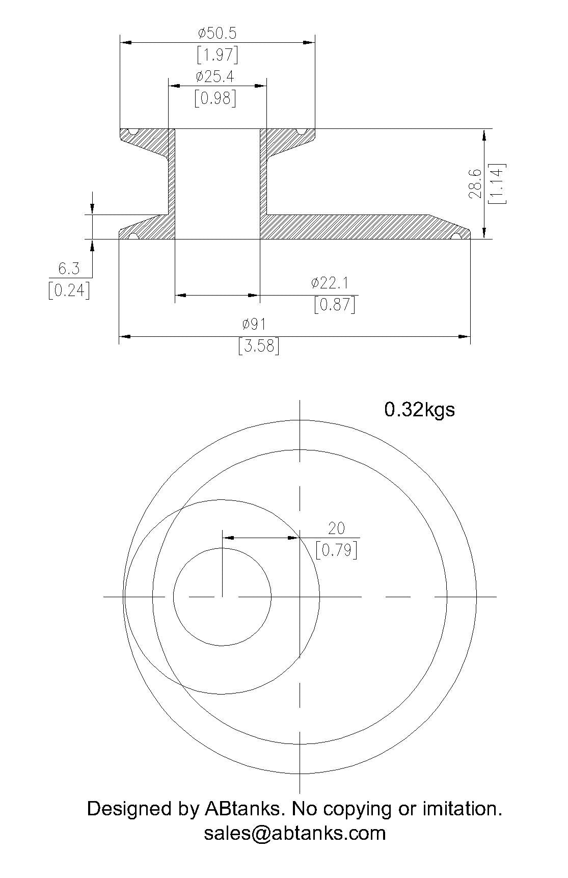 Eccentric End Cap Reducer | Tri Clamp 3 in. x 1 in. - SS304 / 3A