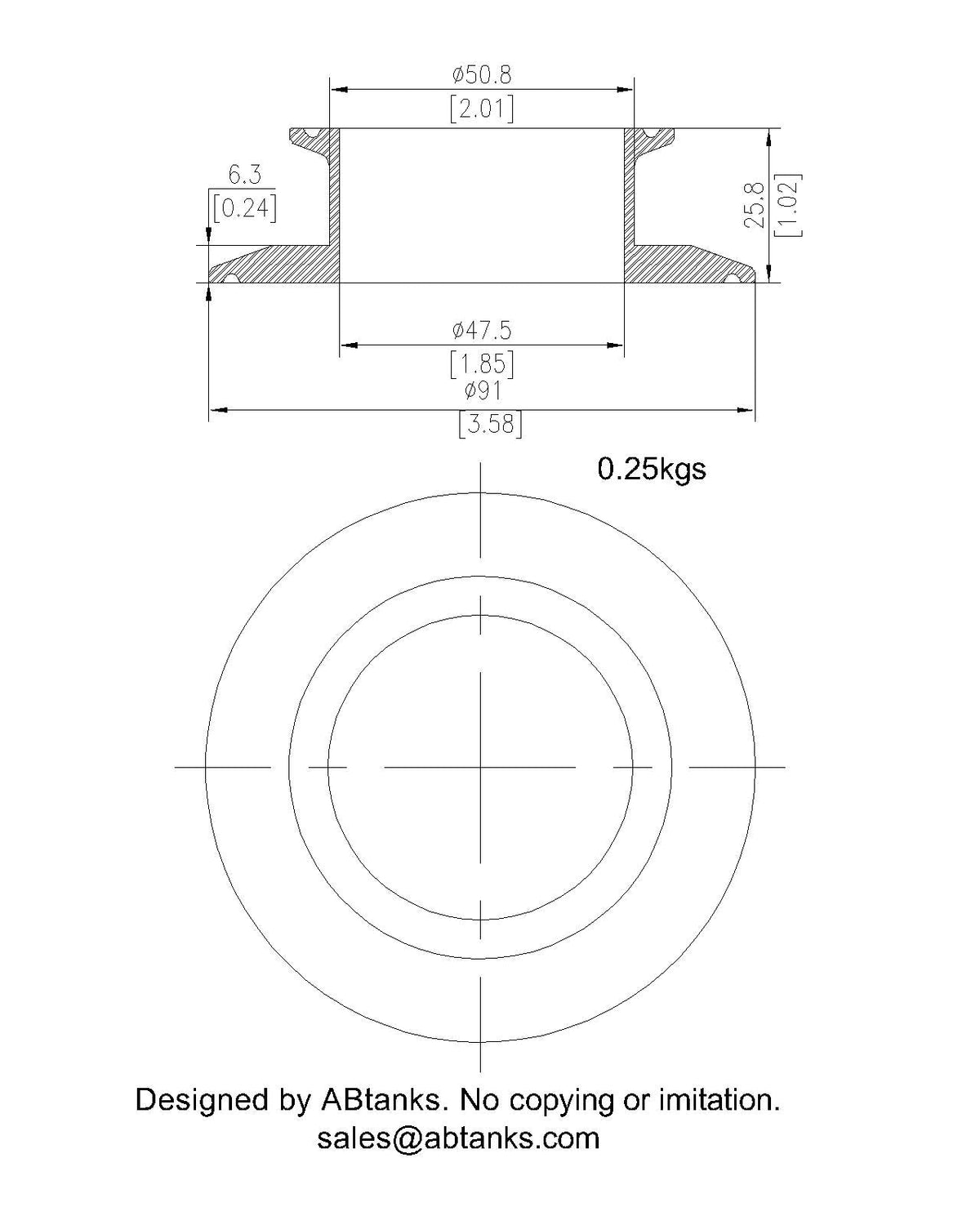 End Cap Reducer | Tri Clamp 3 in. x 2 in. - SS304 / 3A