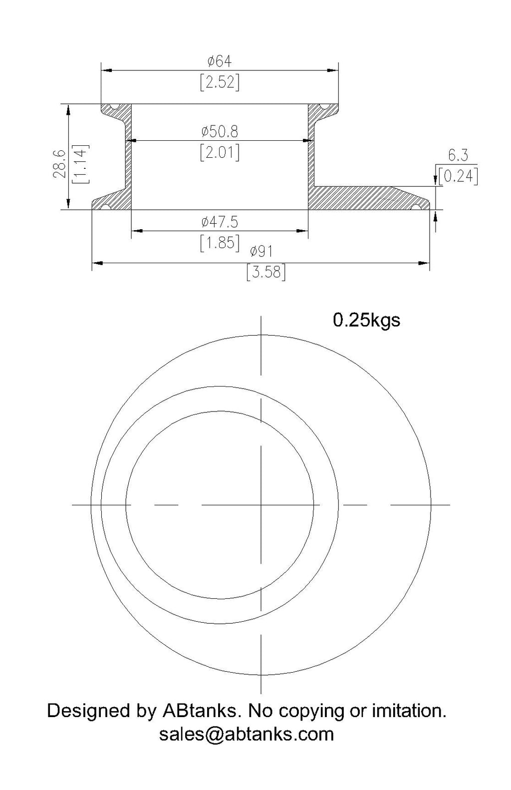 Eccentric End Cap Reducer | Tri Clamp 3 in. x2in. - SS304 / 3A
